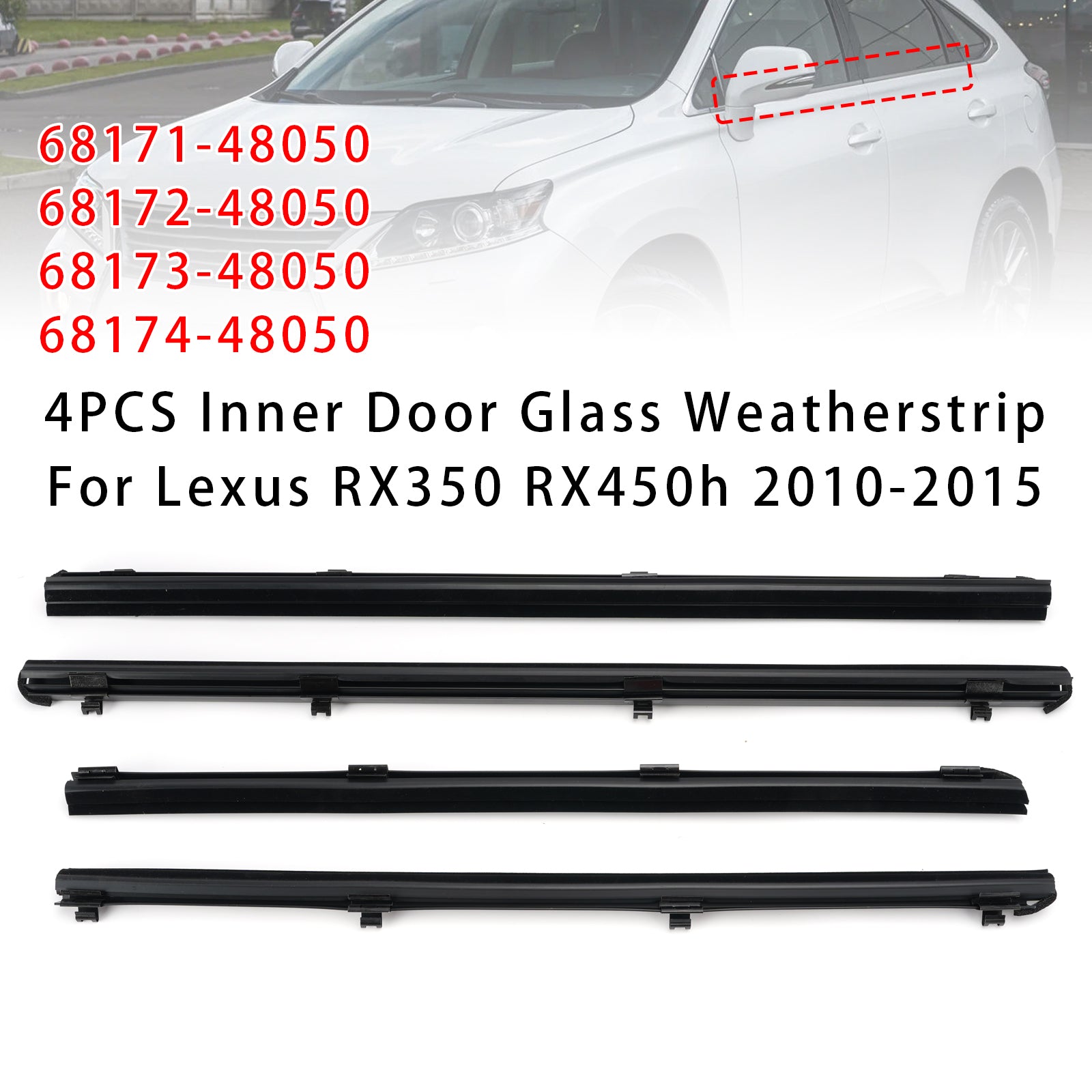 4Pièces Joint D’étanchéité Intérieur Vitre Porte Pour Lexus RX350 RX450h 10-2015