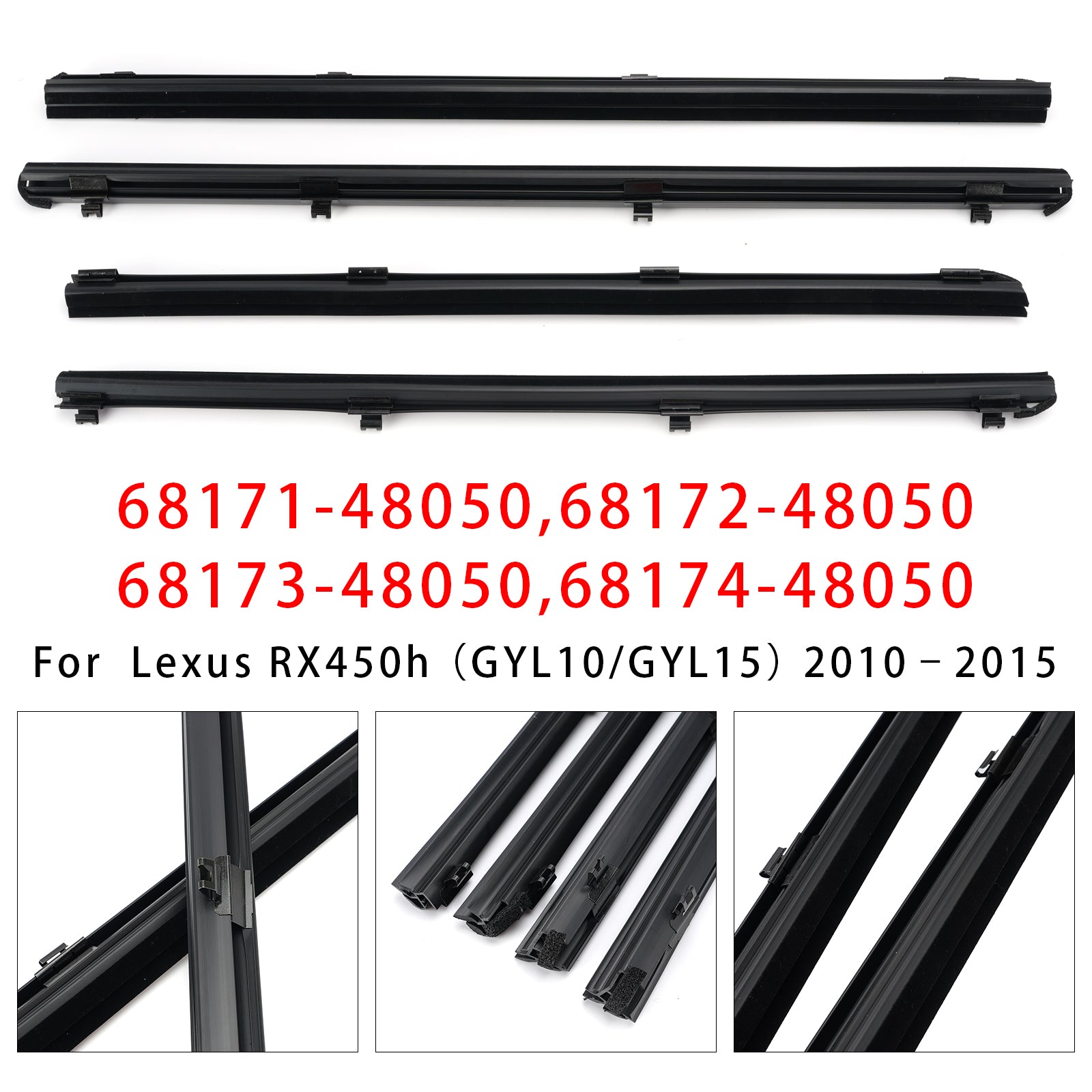 4Pièces Joint D’étanchéité Intérieur Vitre Porte Pour Lexus RX350 RX450h 10-2015