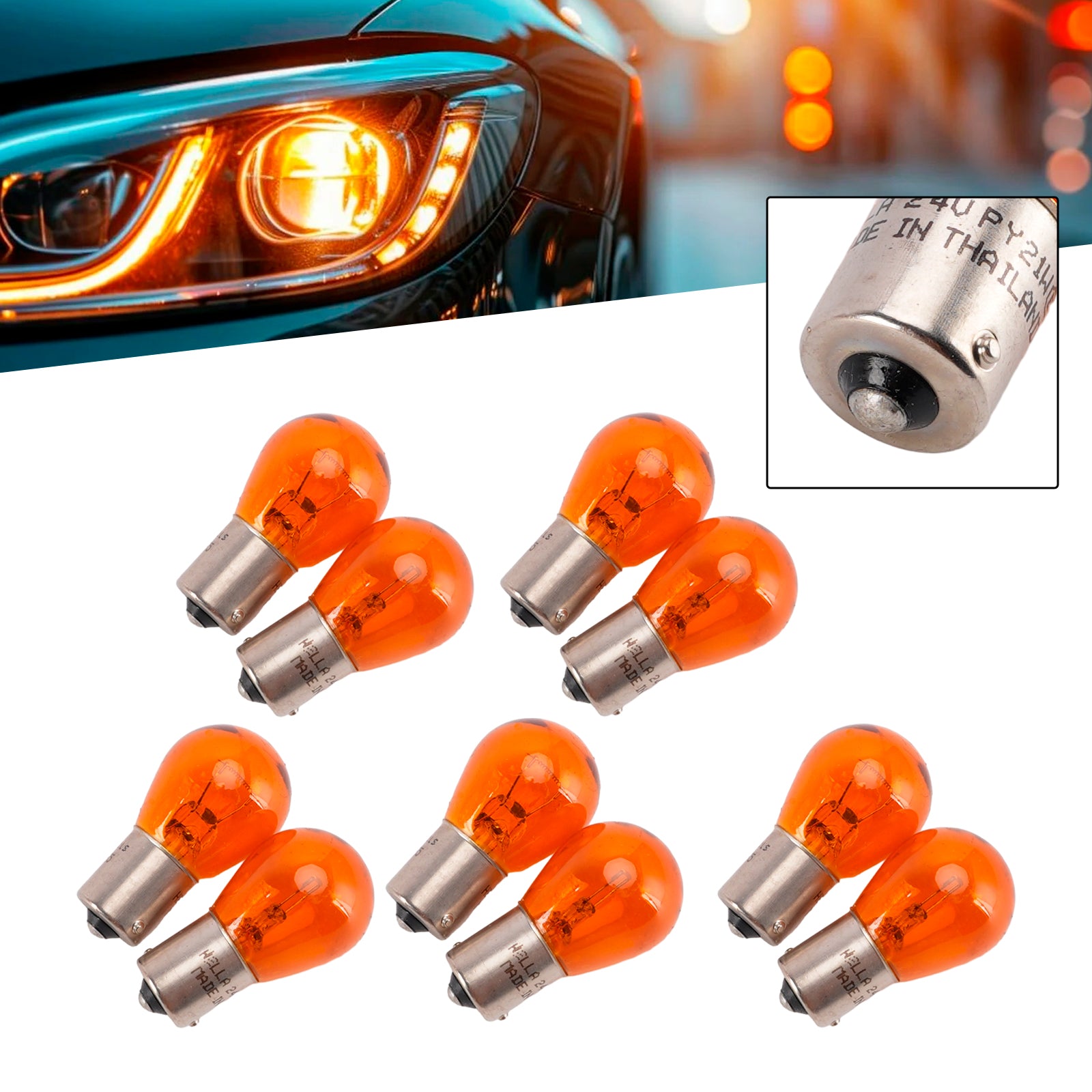 Ampoule Auxiliaire Halogène Automobile PY21W 24V 21W Pour HELLA 8GA 006 841-241