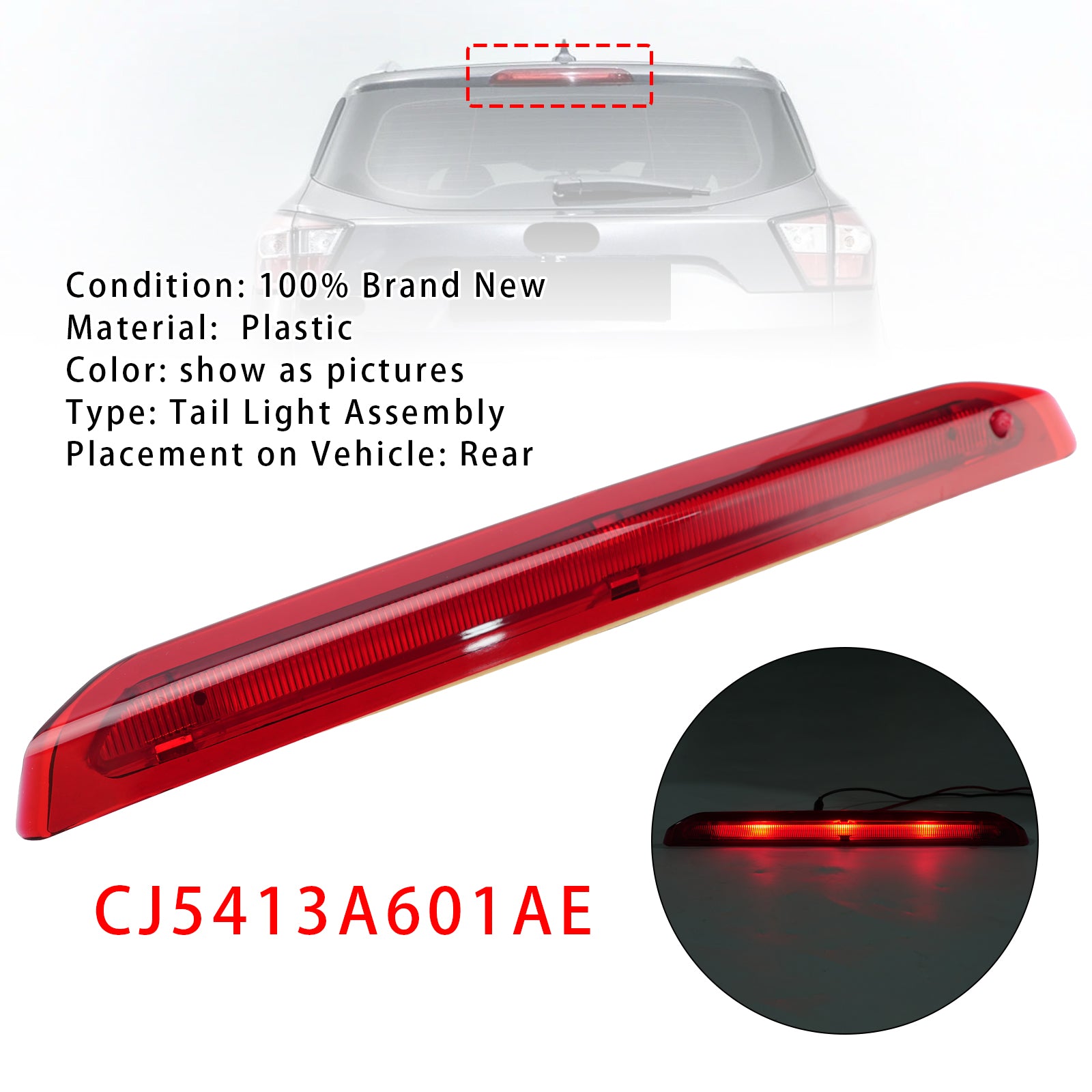 Feu Stop Surélevé Arrière Rouge Pour Ford Kuga Mk2 2012-2020