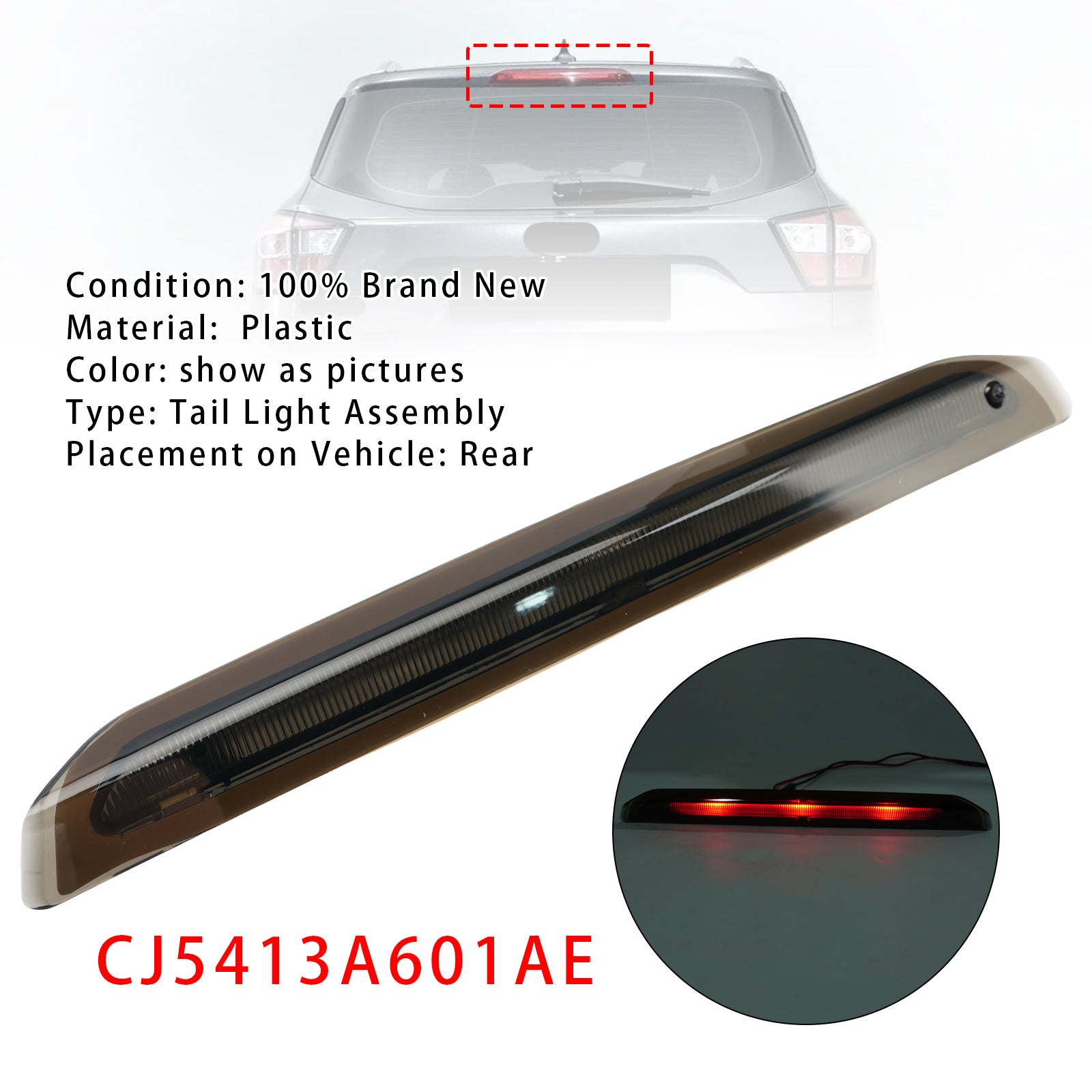 Feu Stop Surélevé Arrière Noir Pour Ford Kuga Mk2 2012-2020