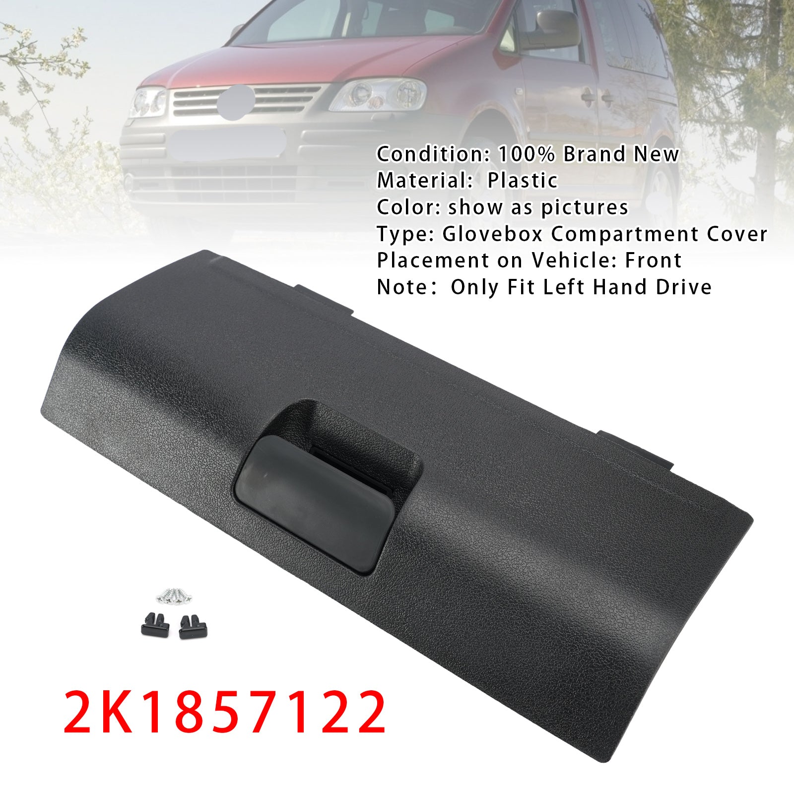 Coffre À Gants Couvercle 2K1857122 Noir Pour Vw Caddy 2K1 2003-2010