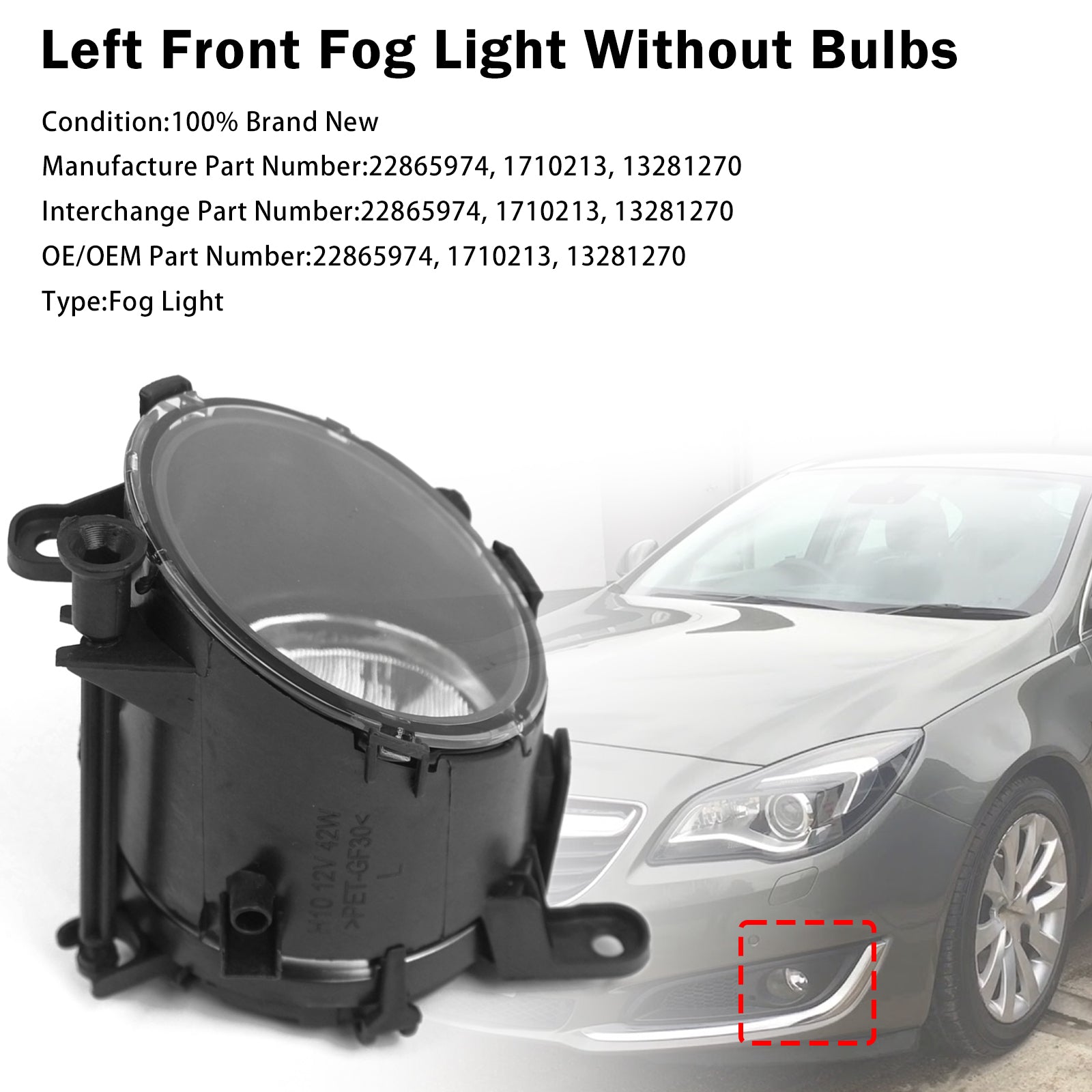 Feu Antibrouillard Avant Gauche Pour Vauxhall Insignia Astra 2011-2020 32365034