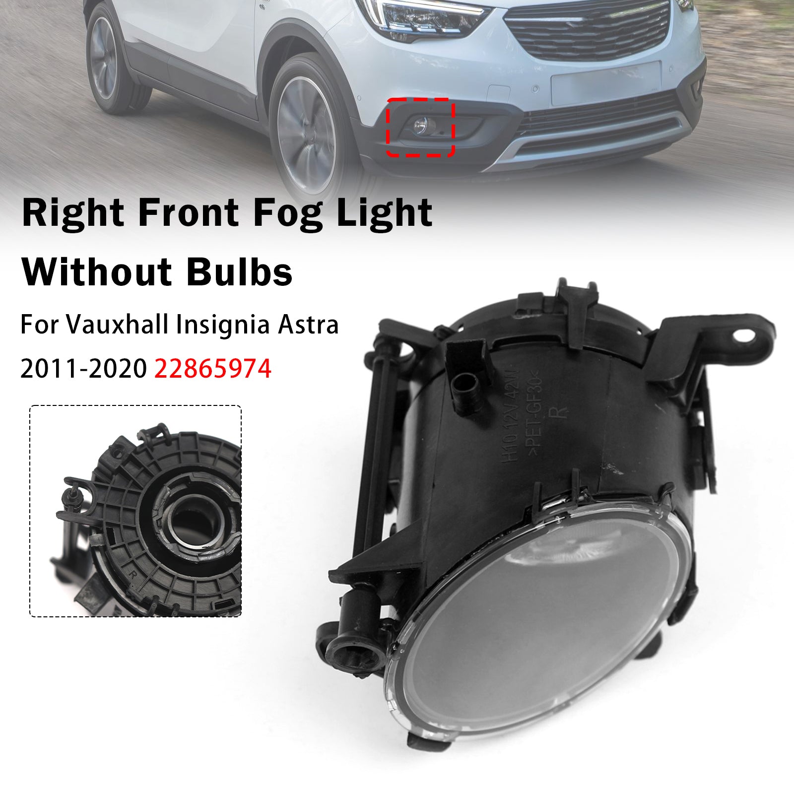 Feu Antibrouillard Avant Droit Pour Vauxhall Insignia Astra 2011-2020 22865974