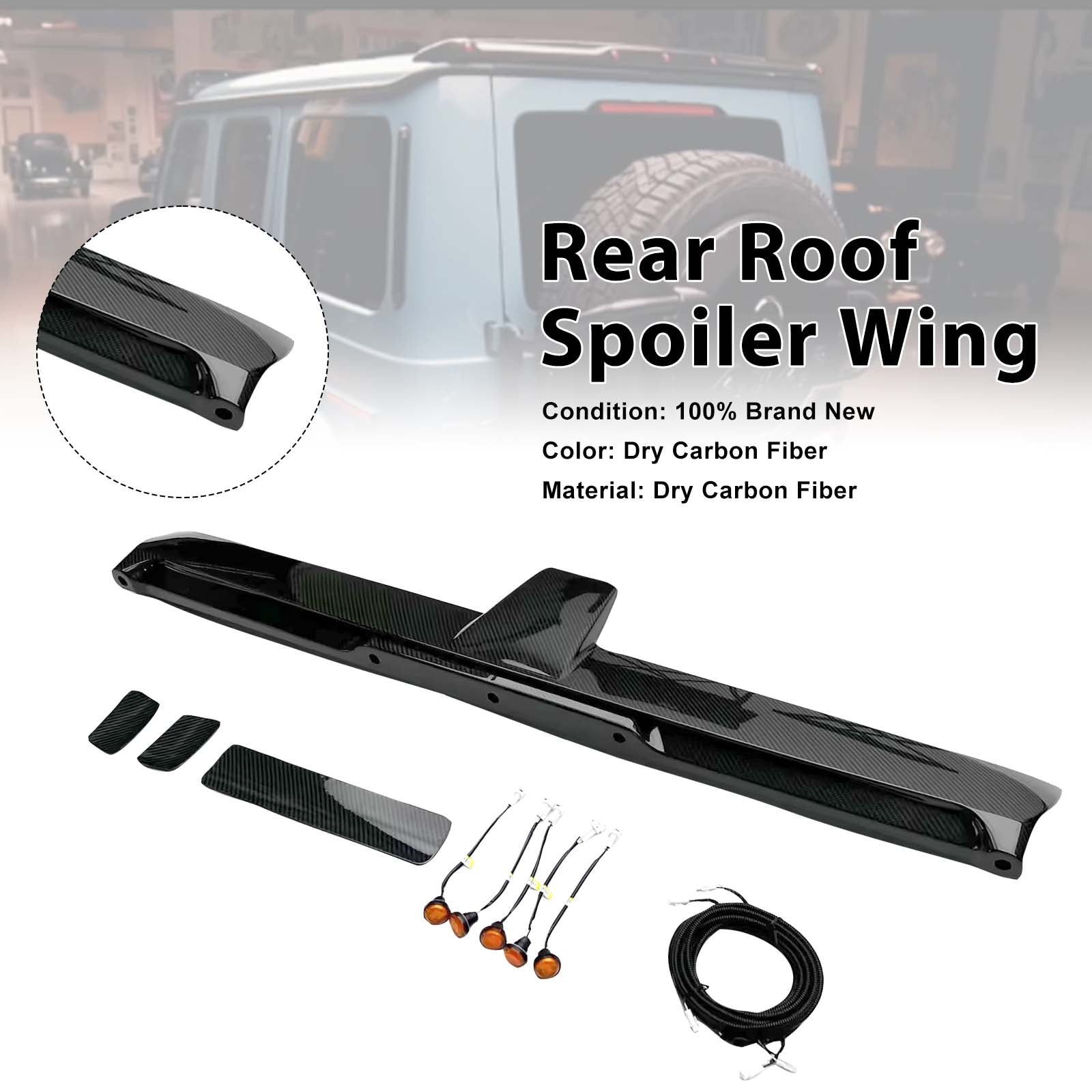 Carbon Fiber Rear Roof Spoiler Wing Pour Benz G-Class W464 W465 2019+ w/LED
