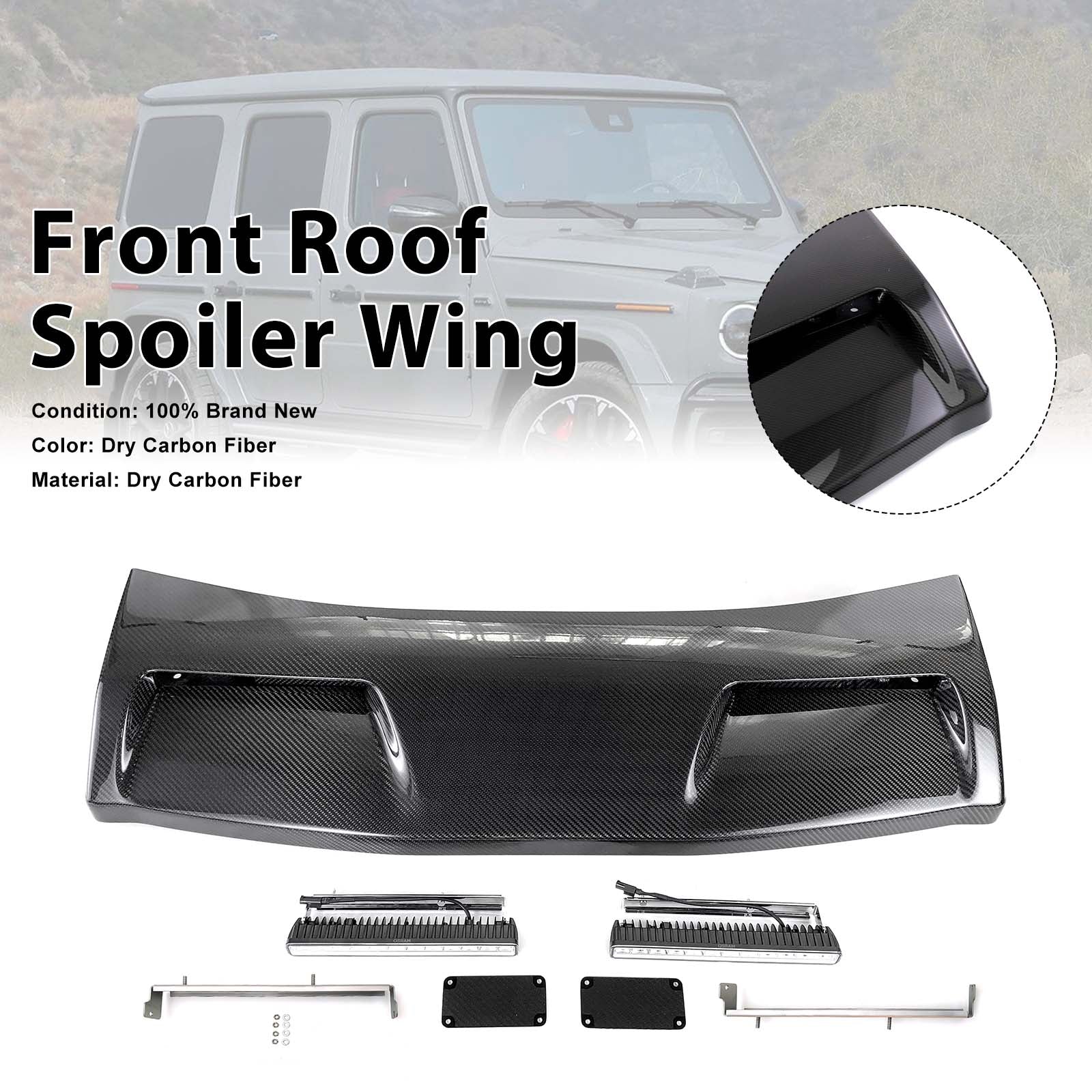 Even Style Front Roof Spoiler Wing Pour Benz G-Class W464 G550 2019-2023 W/Led