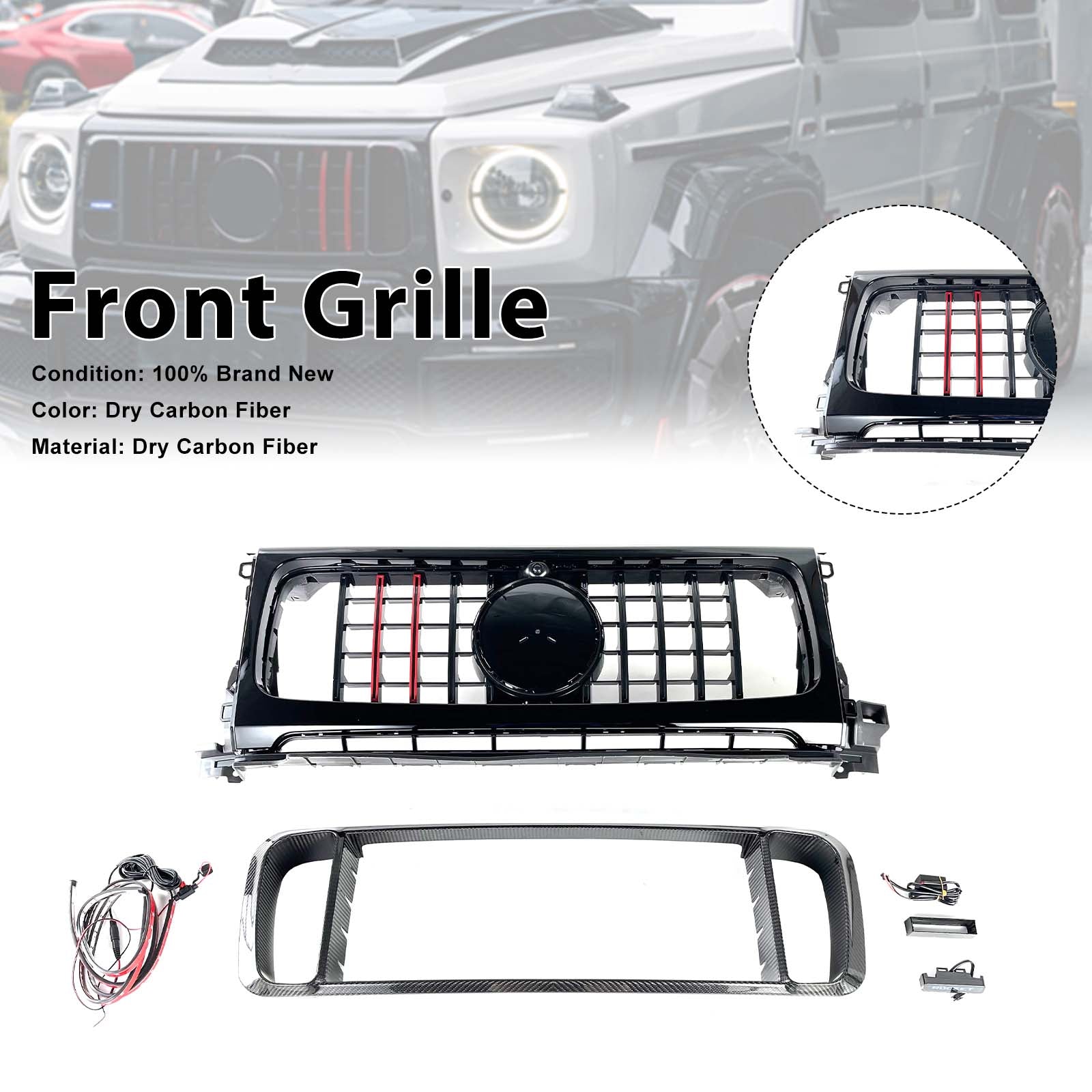 Dry Carbon Front Grille Grill Pour Benz W464 B800 B900 2019-2023 Rocket Style