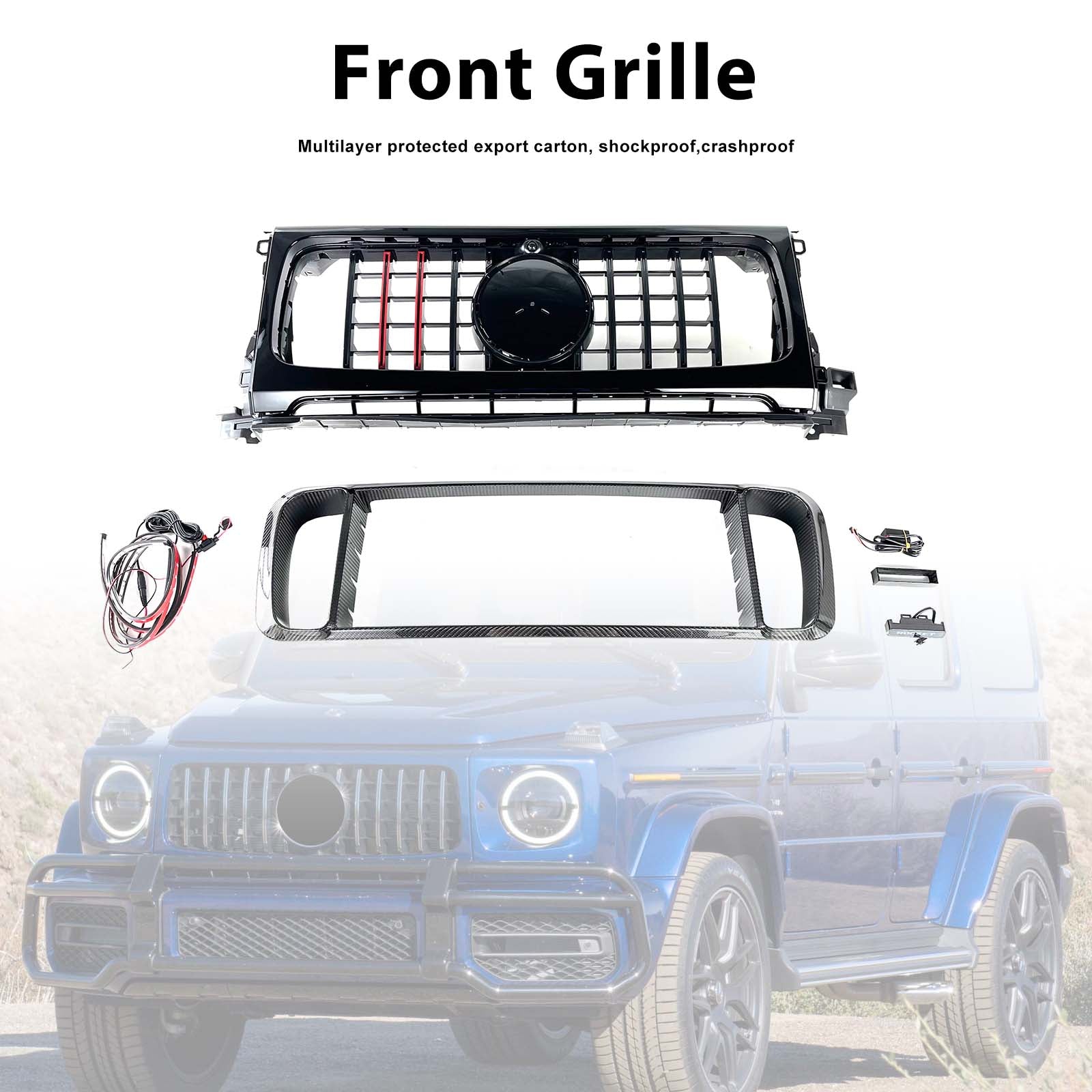 Dry Carbon Front Grille Grill Pour Benz W464 B800 B900 2019-2023 Rocket Style