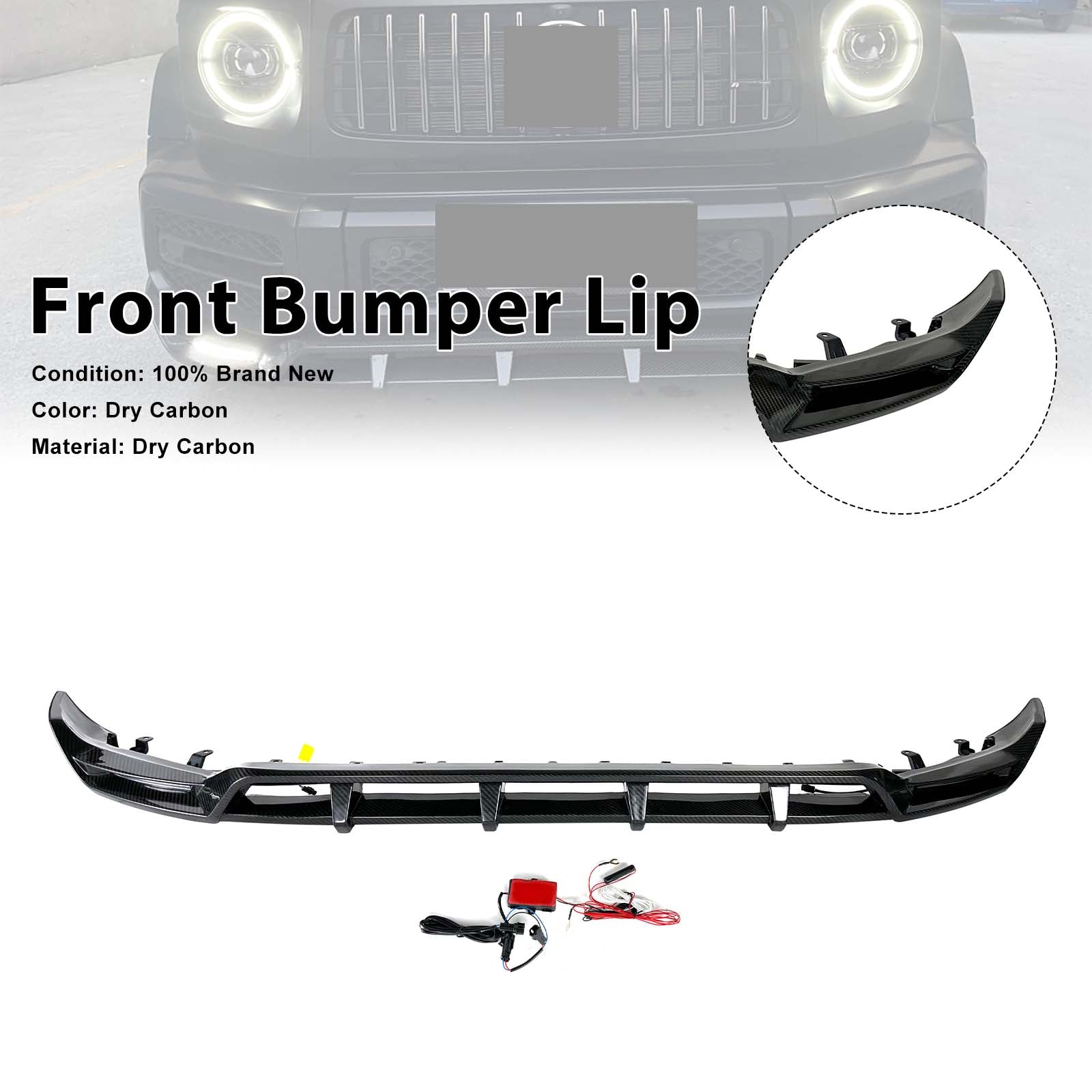 Dry Carbon Front Bumper Lip Pour Mercedes Benz G-Class W464 W463A 2019-2023