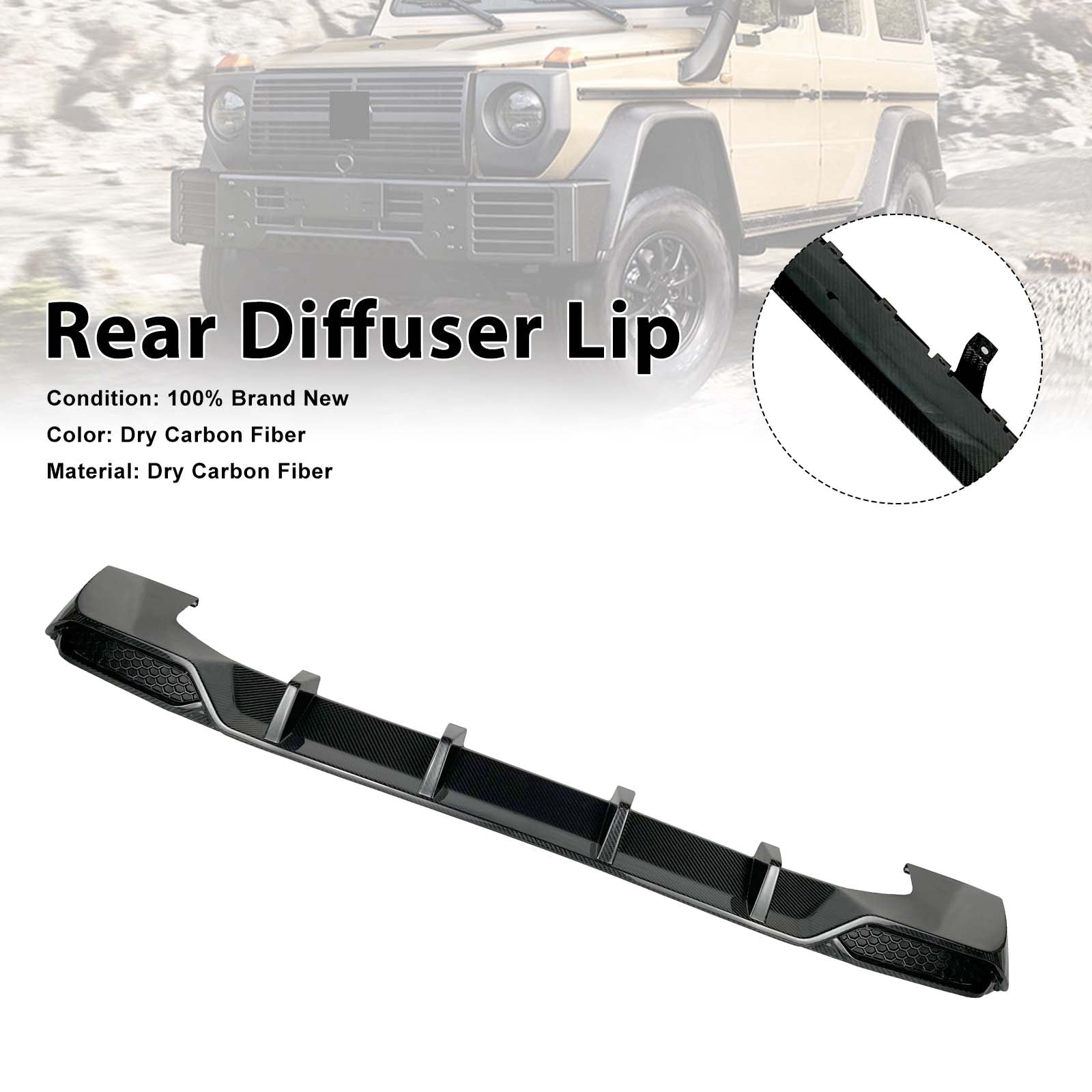 Dry Carbon Rear Diffuser Lip Pour Mercedes Benz W464 W463A 2019-2023 Shark Style