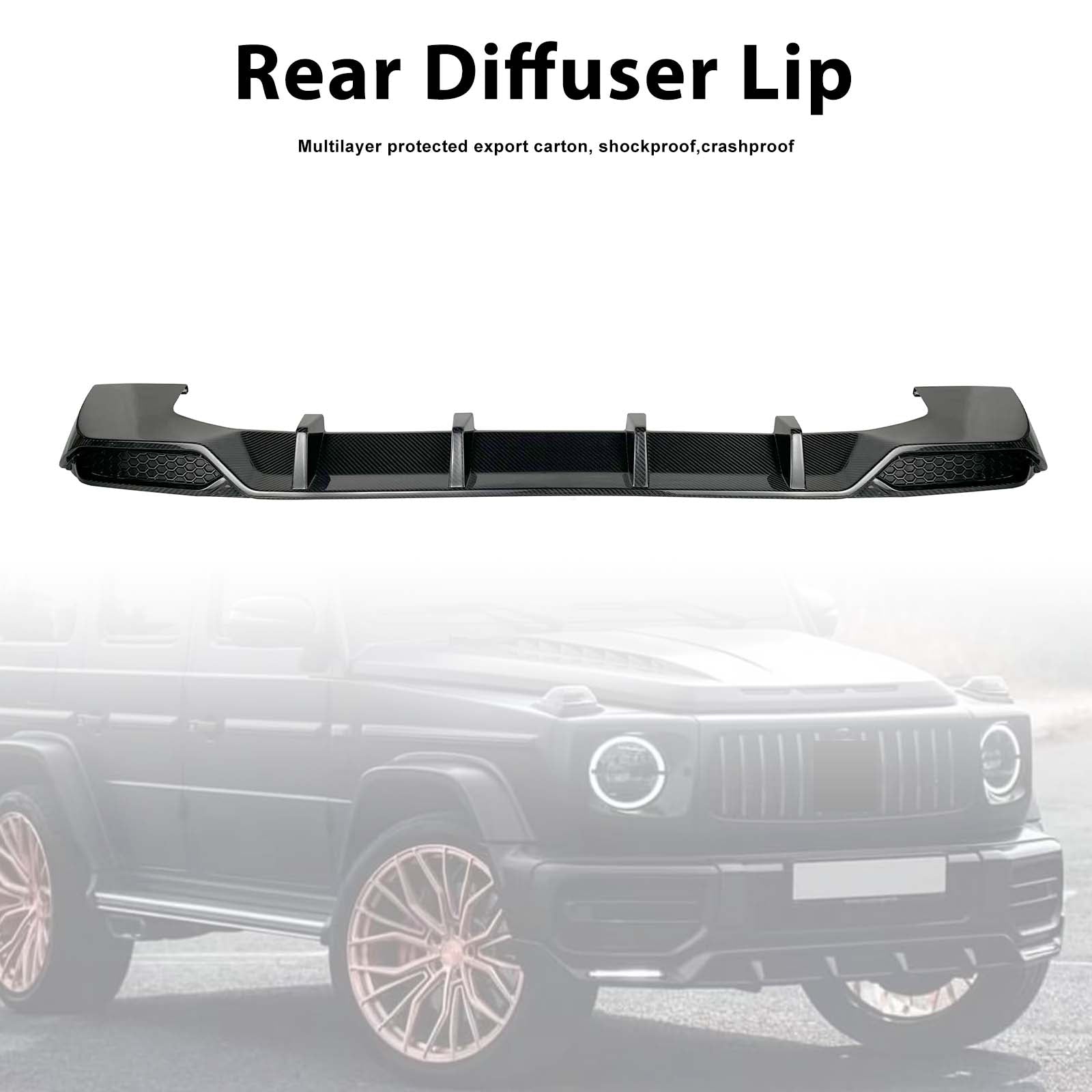 Dry Carbon Rear Diffuser Lip Pour Mercedes Benz W464 W463A 2019-2023 Shark Style