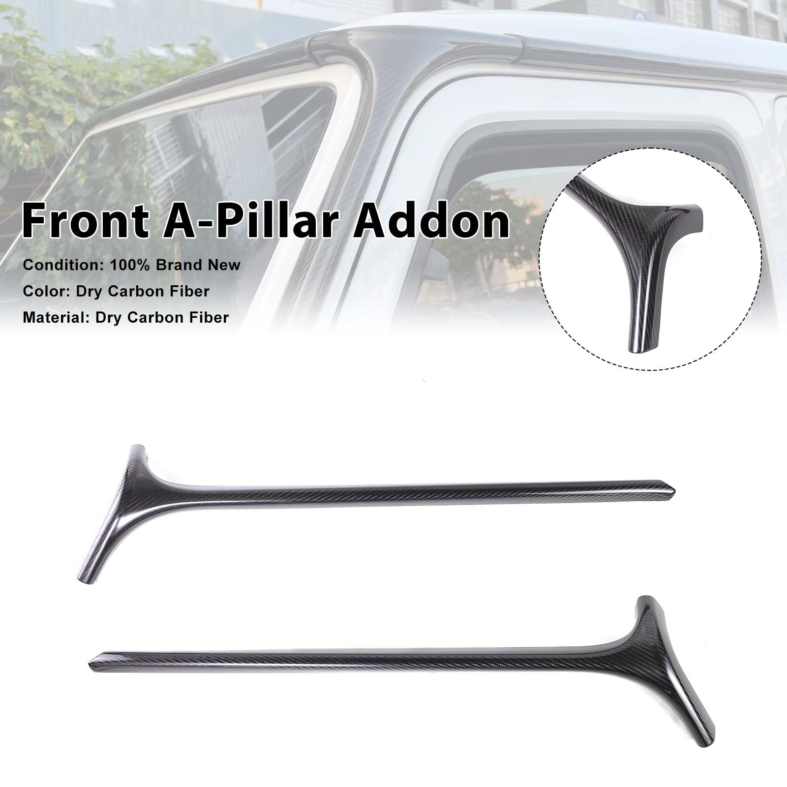 Carbon Fiber Front Window A-Pillar Addon Pour Benz G Class W464 G500 2019-2023
