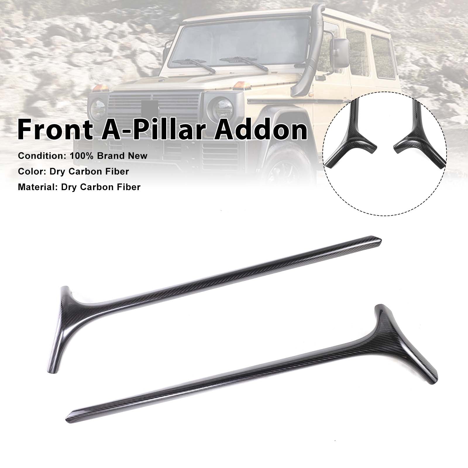 Carbon Fiber Front Window A-Pillar Addon Pour Benz G Class W464 G500 2019-2023