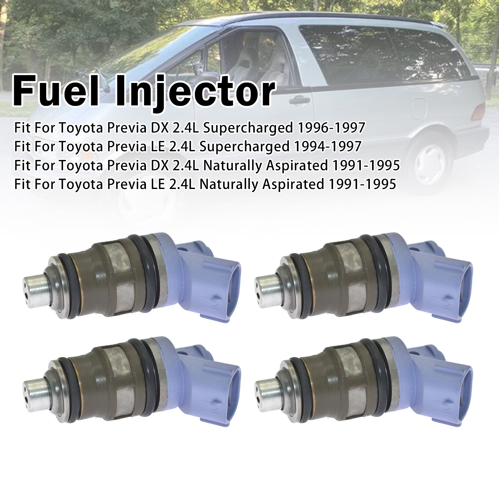 4X Injecteur Carburant Pour Toyota Previa DX 2.4L Supercharged 96-97 23250-76010