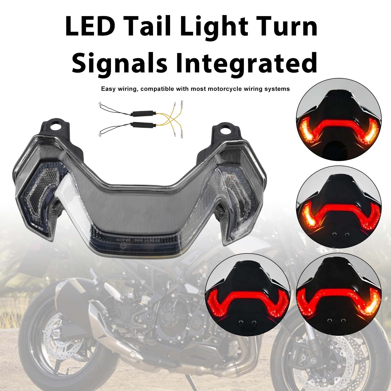 Feux arrière à LED avec clignotants intégrés pour KAWASAKI Z900 Z900SE 2025-2026 Clear