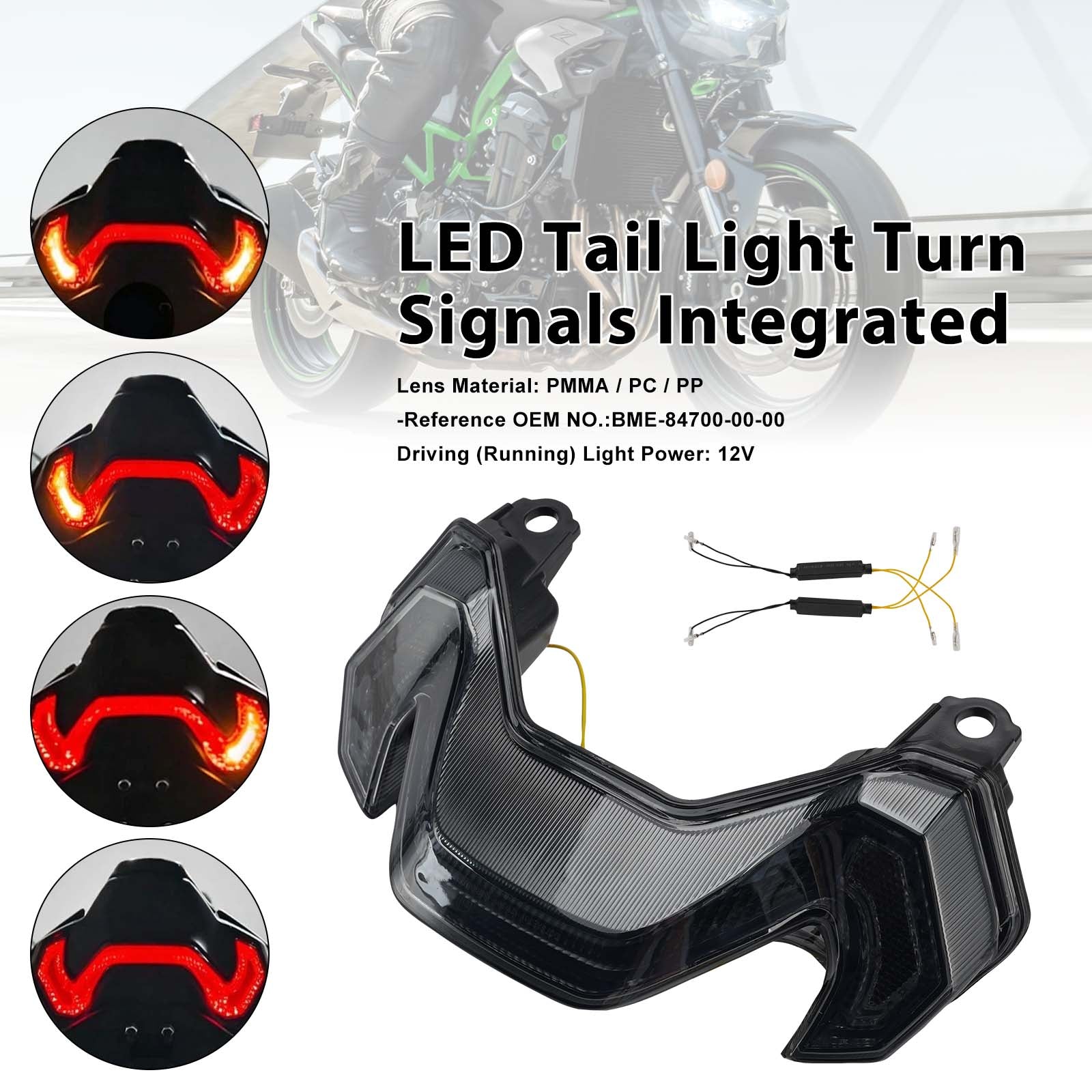 Feux arrière à LED avec clignotants intégrés pour KAWASAKI Z900 Z900SE 2025-2026 Smoke