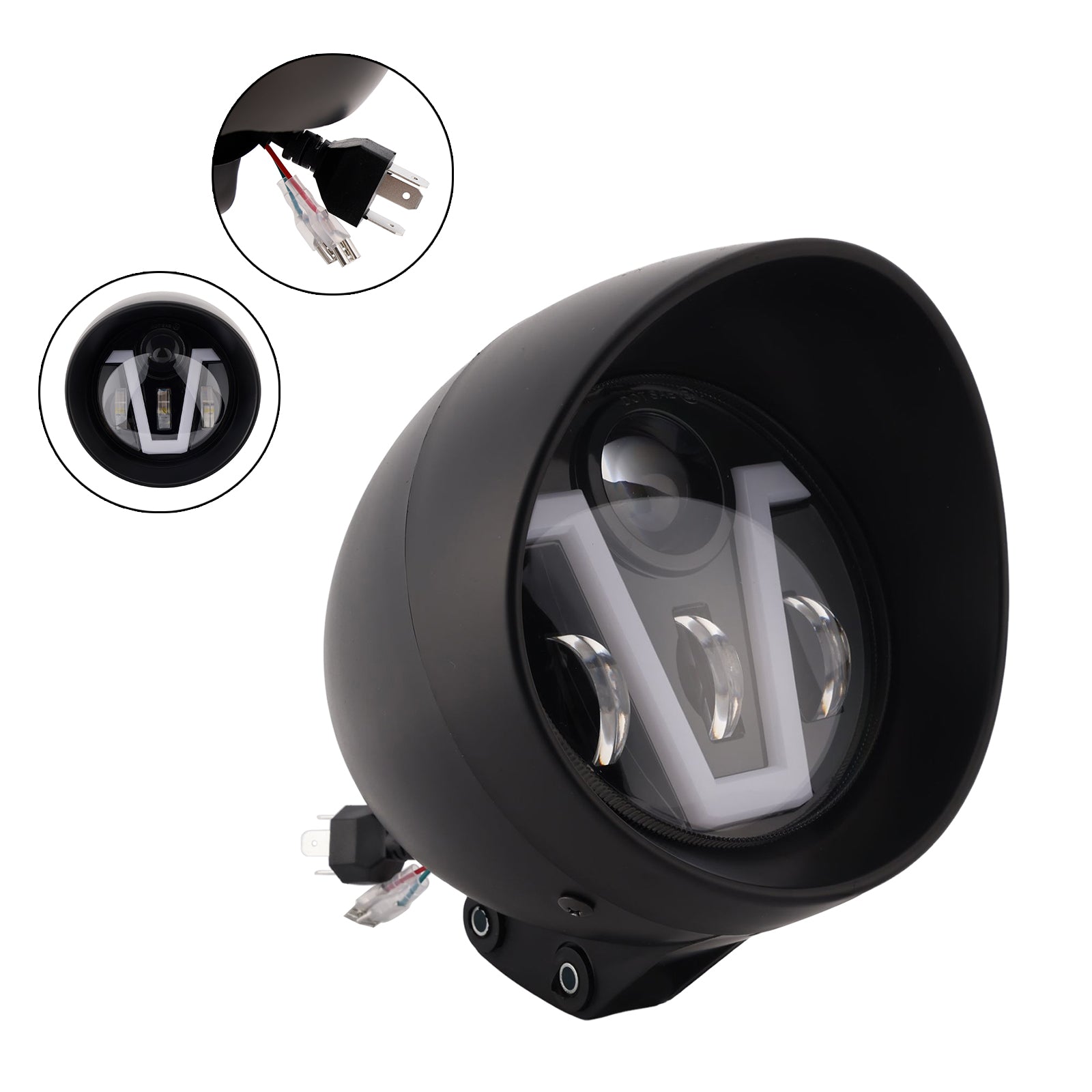 Brume Lampe Des Phares Mettre En Lumière 40W 4000Lm Noir Pour Moto Cruise Cafe