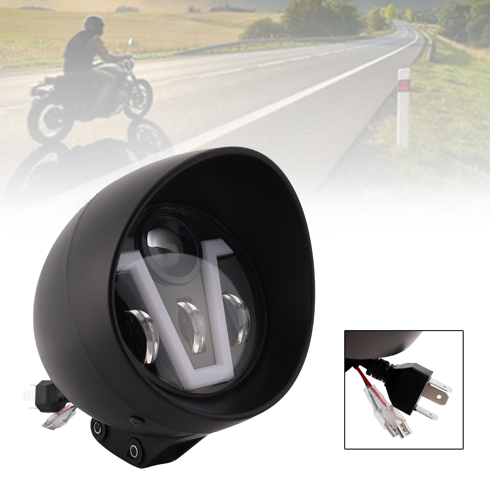 Brume Lampe Des Phares Mettre En Lumière 40W 4000Lm Noir Pour Moto Cruise Cafe