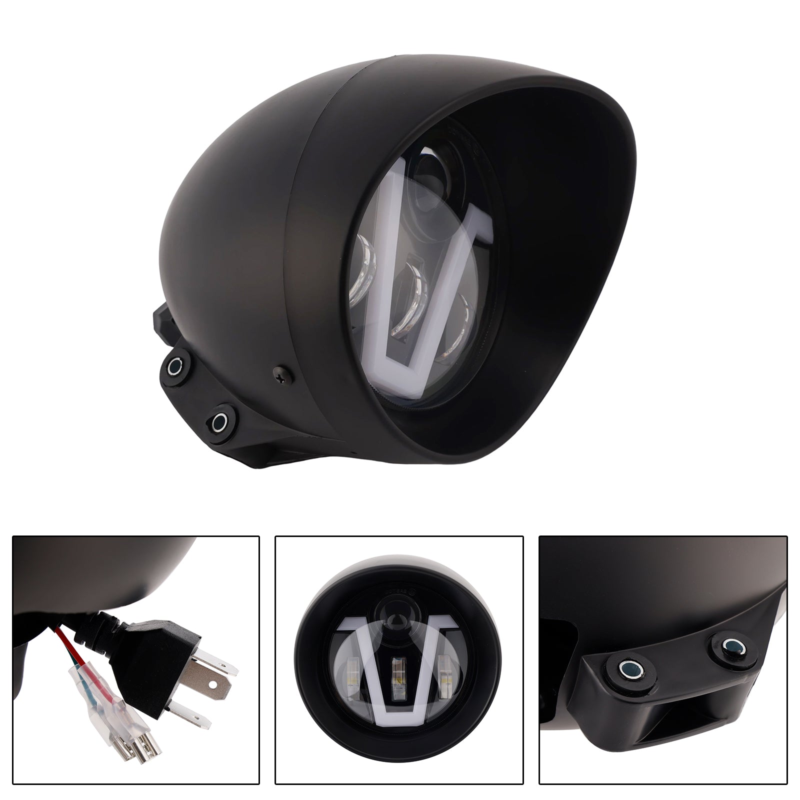 Brume Lampe Des Phares Mettre En Lumière 40W 4000Lm Noir Pour Moto Cruise Cafe
