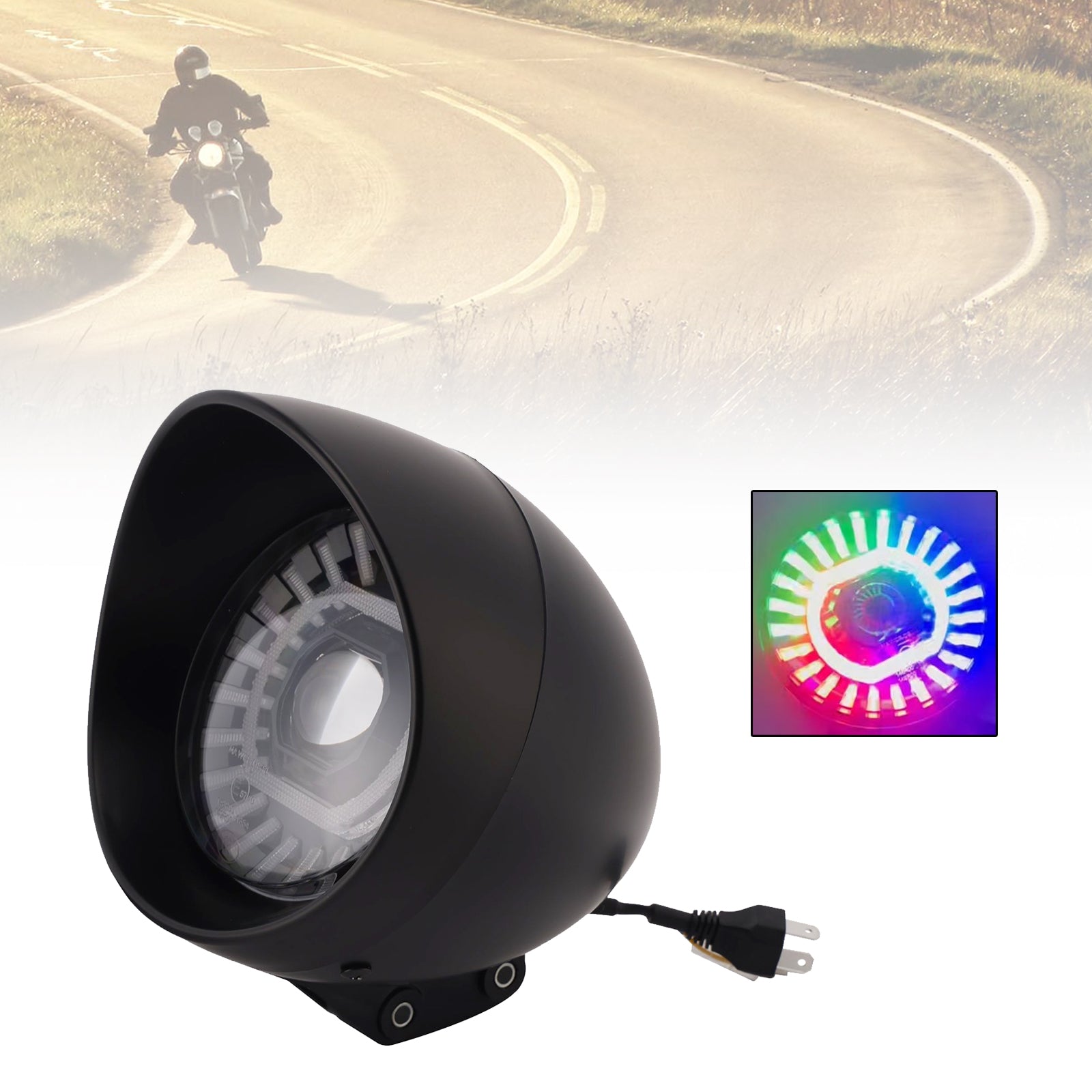 Brume Lampe Des Phares Mettre En Lumière 55W 4000Lm Noir Pour Moto Cruise Cafe