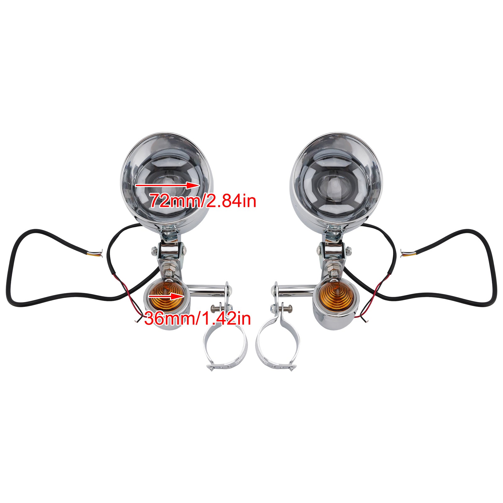 Conjunto de faro delantero y soporte cromado universal para motocicletas Scooter