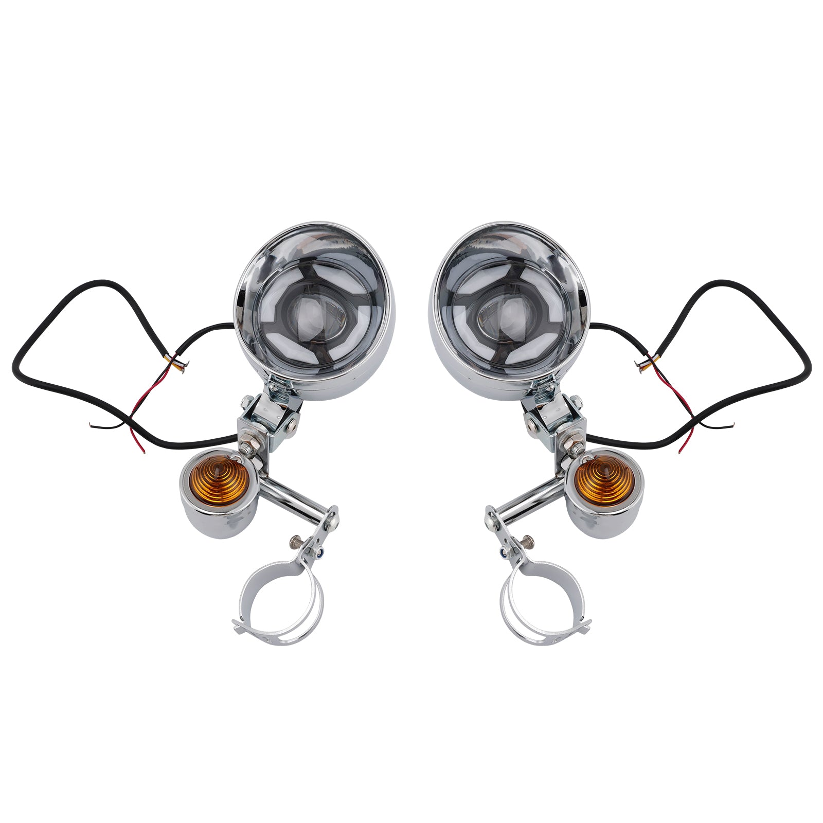 Conjunto de faro delantero y soporte cromado universal para motocicletas Scooter