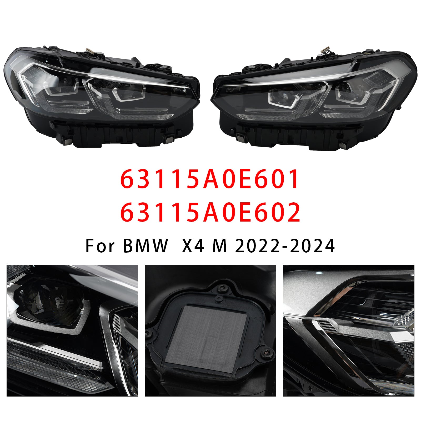 Phares Gauche+Droit LED Chrome Sans AFS Pour BMW X3 X4 G01 G02 2022-2025