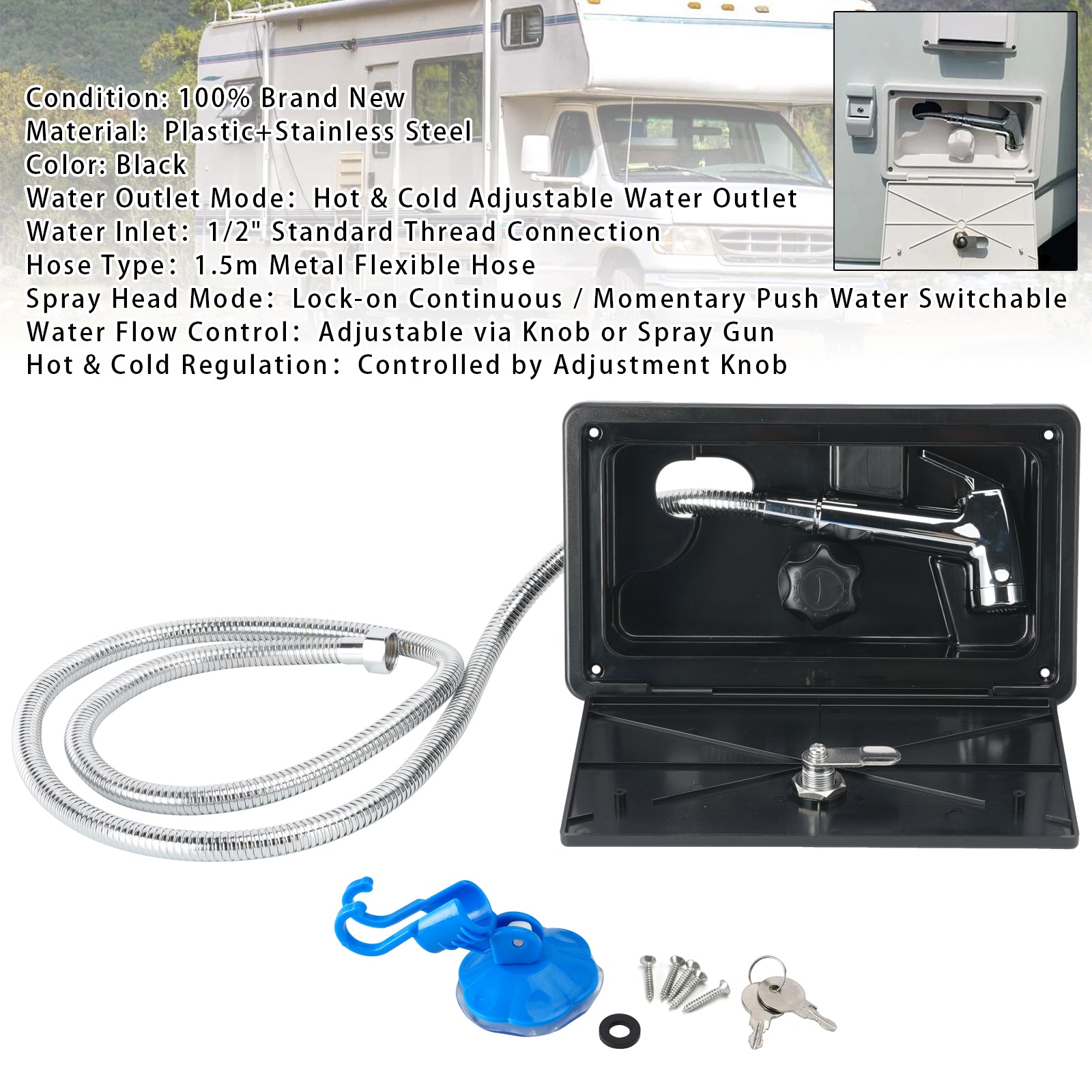 Boîte De Douche Verrouillable Pour RV Eau Chaude Froide Pour Caravane Camper
