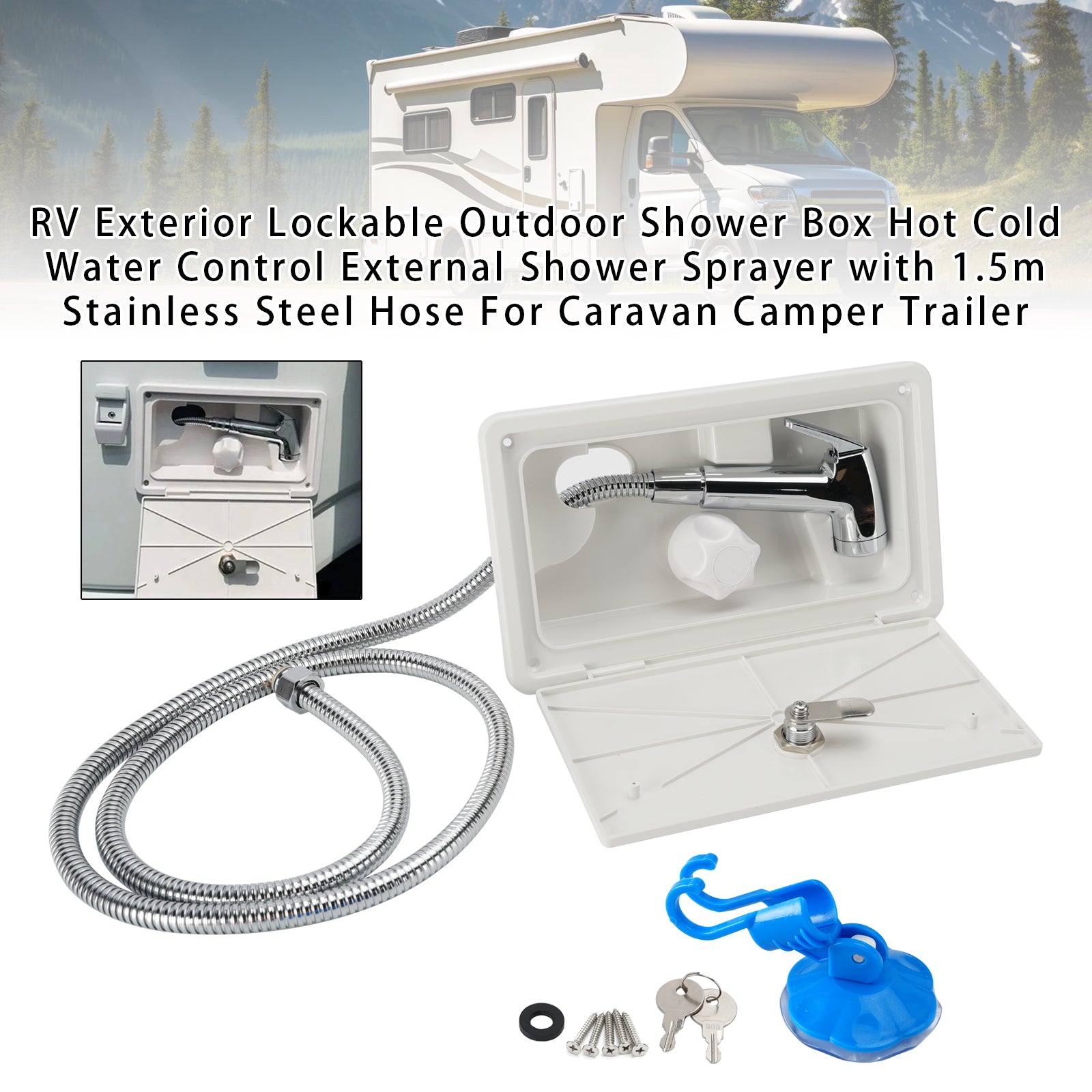 Boîte De Douche Verrouillable Pour Camping-Car Eau Chaude Froid Caravane Camper