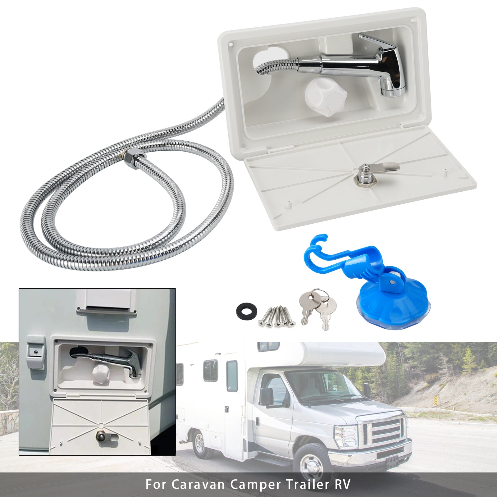 Boîte De Douche Verrouillable Pour Camping-Car Eau Chaude Froid Caravane Camper