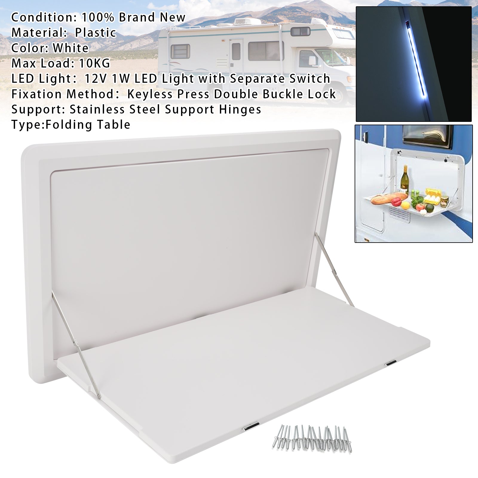 Table Pliable Murale Pour Camping-Car Avec Lumière LED Pour Camper Van