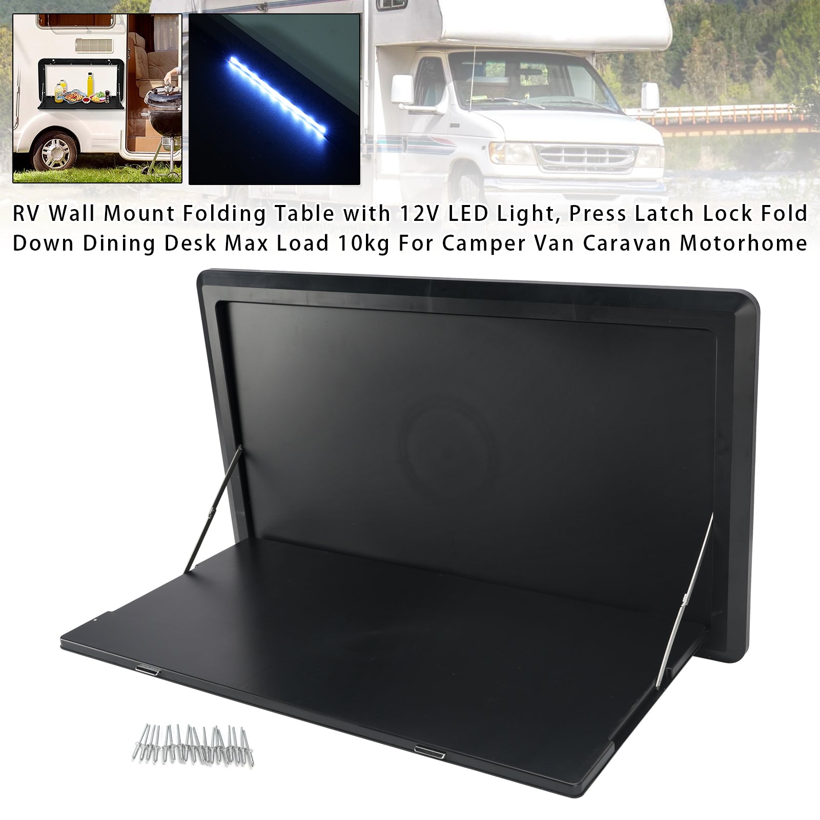 Table Pliable Murale Pour Camping-Car Avec Lumière LED Camper Van Caravane