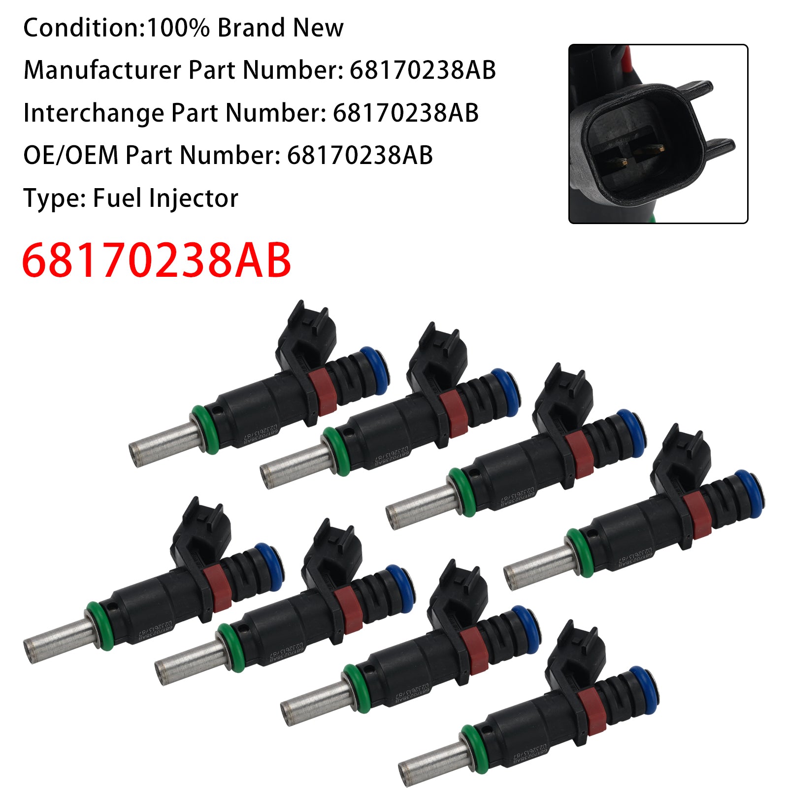 8X Injecteur Carburant Pour Dodge Challenger 15-20 Charger 2015-2020 68170238AB