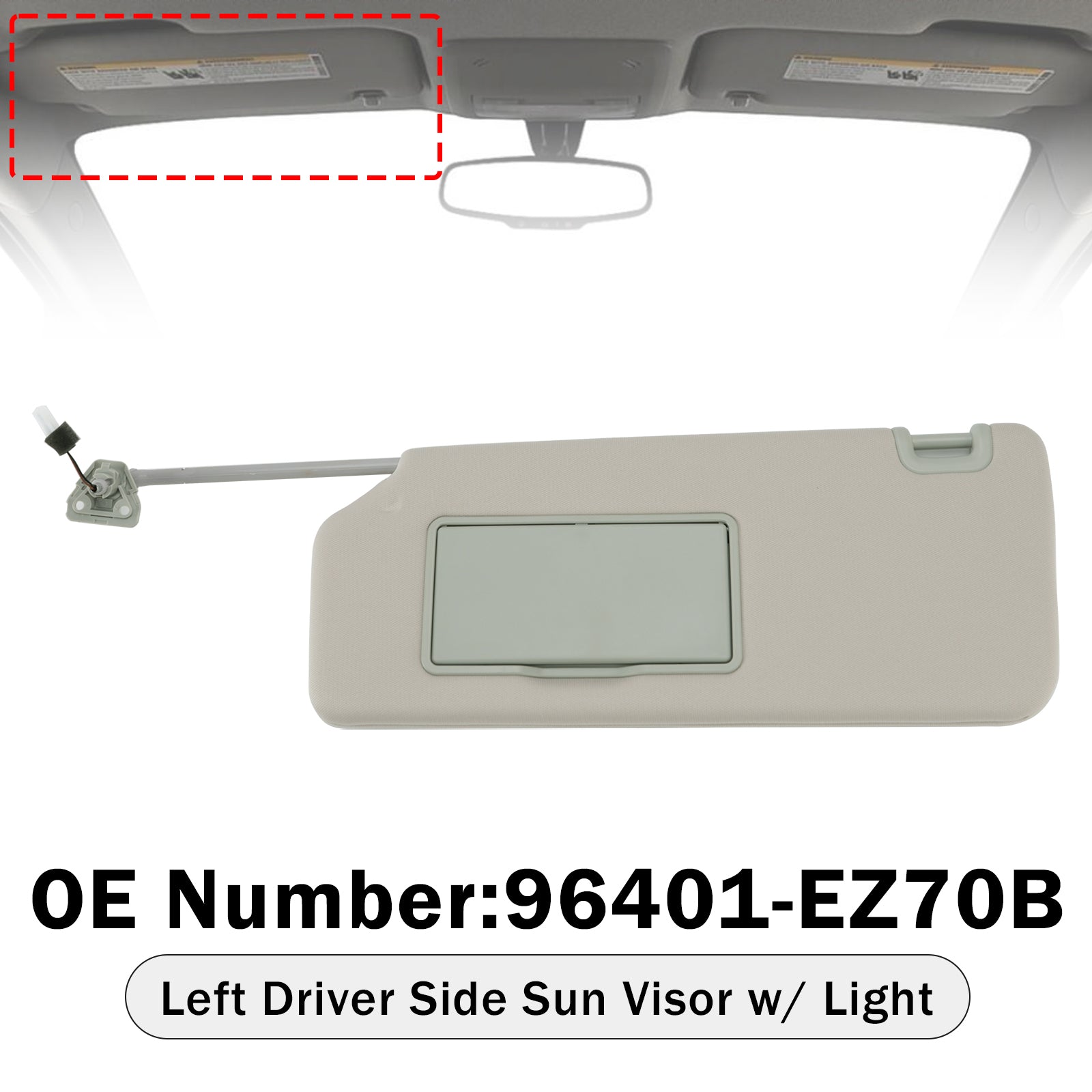 Pare-soleil conducteur avec éclairage 96401-EZ70B pour Nissan Titan 2004-2024