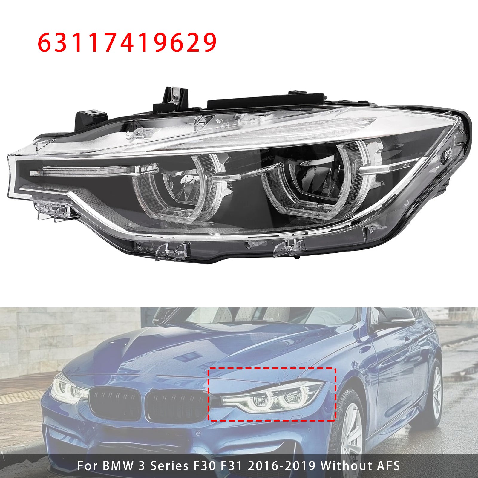Phare LED Gauche 63117419629 Pour BMW 3 Series F30 F31 2016-2019 Sans AFS