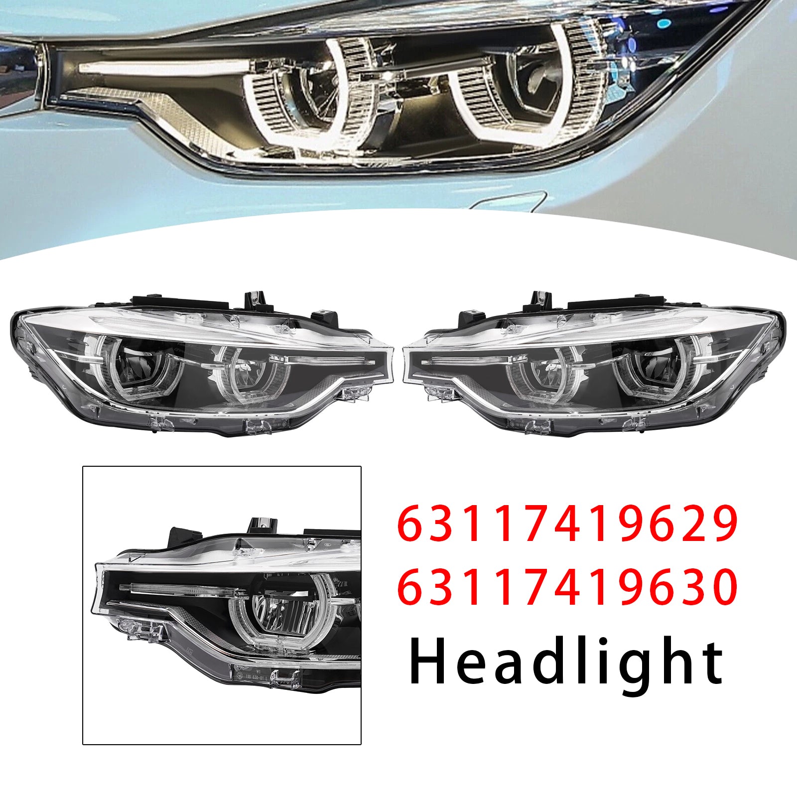 Phares LED Gauche+Droit 63117419629 63117419630 Pour BMW 3 Series F30