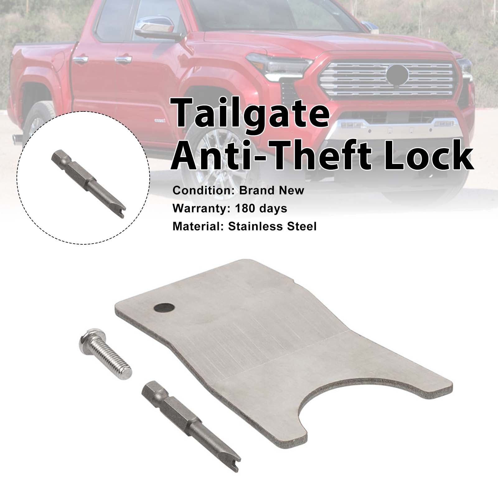 Tailgate Security Device Bed Tailgate Anti-Theft Lock Pour Tacoma 2024-2026