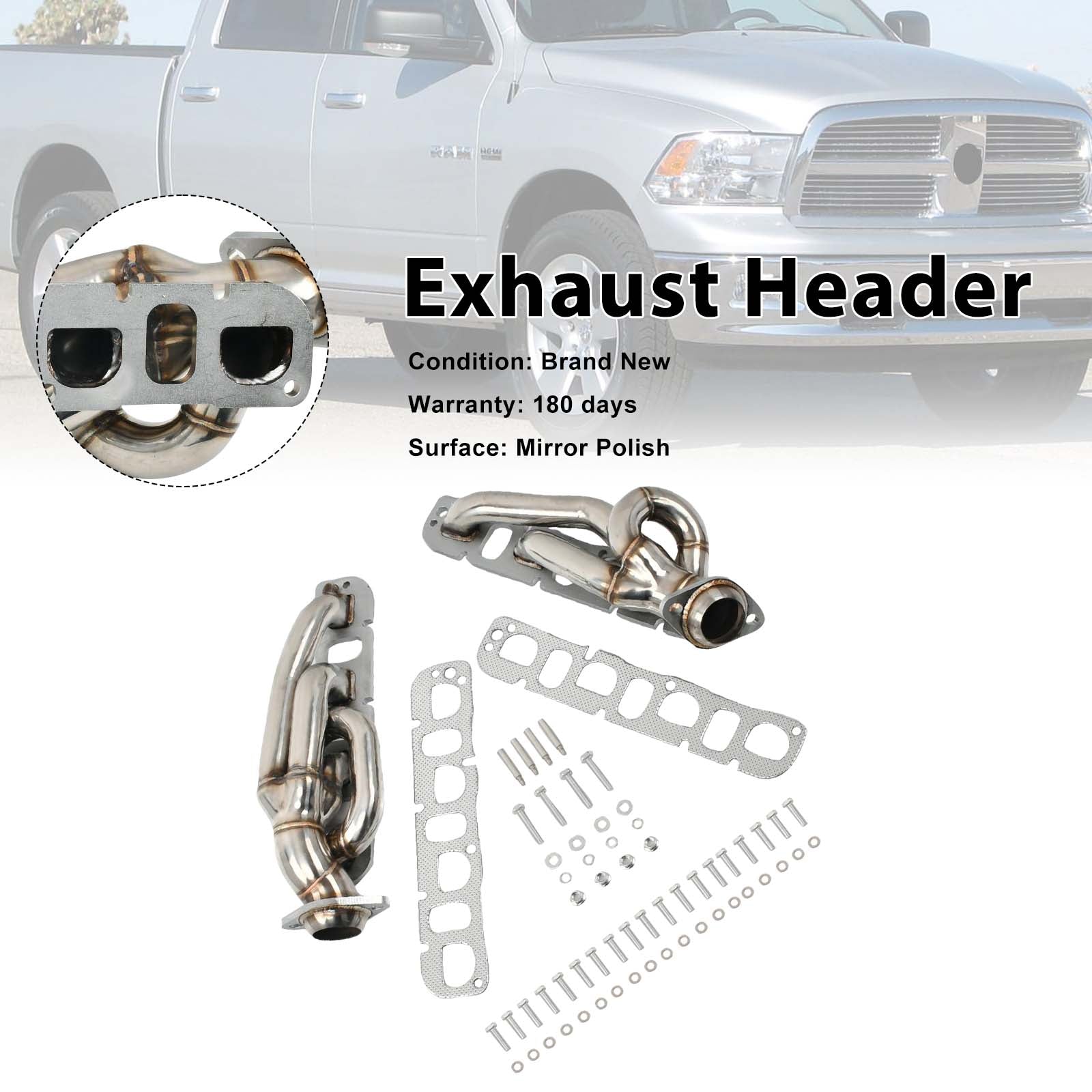 Steel Exhaust Manifold Header Pour Dodge Ram 1500 2009-2018 5.7L 1-5/8"