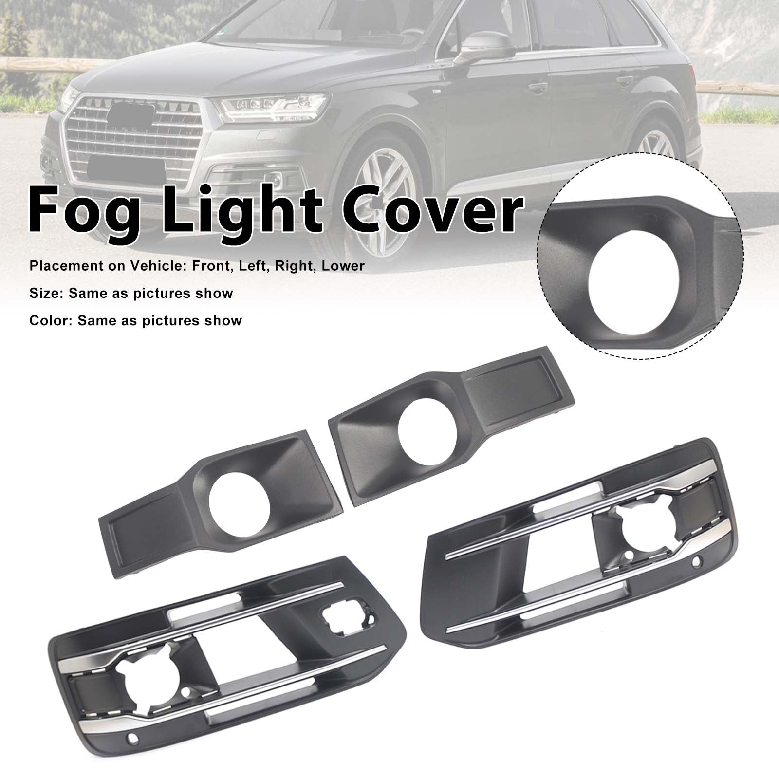 4PCS Front Bumper Fog Light Grille Cover 4M0807682AA4W3 Pour Audi Q7 2016-2019