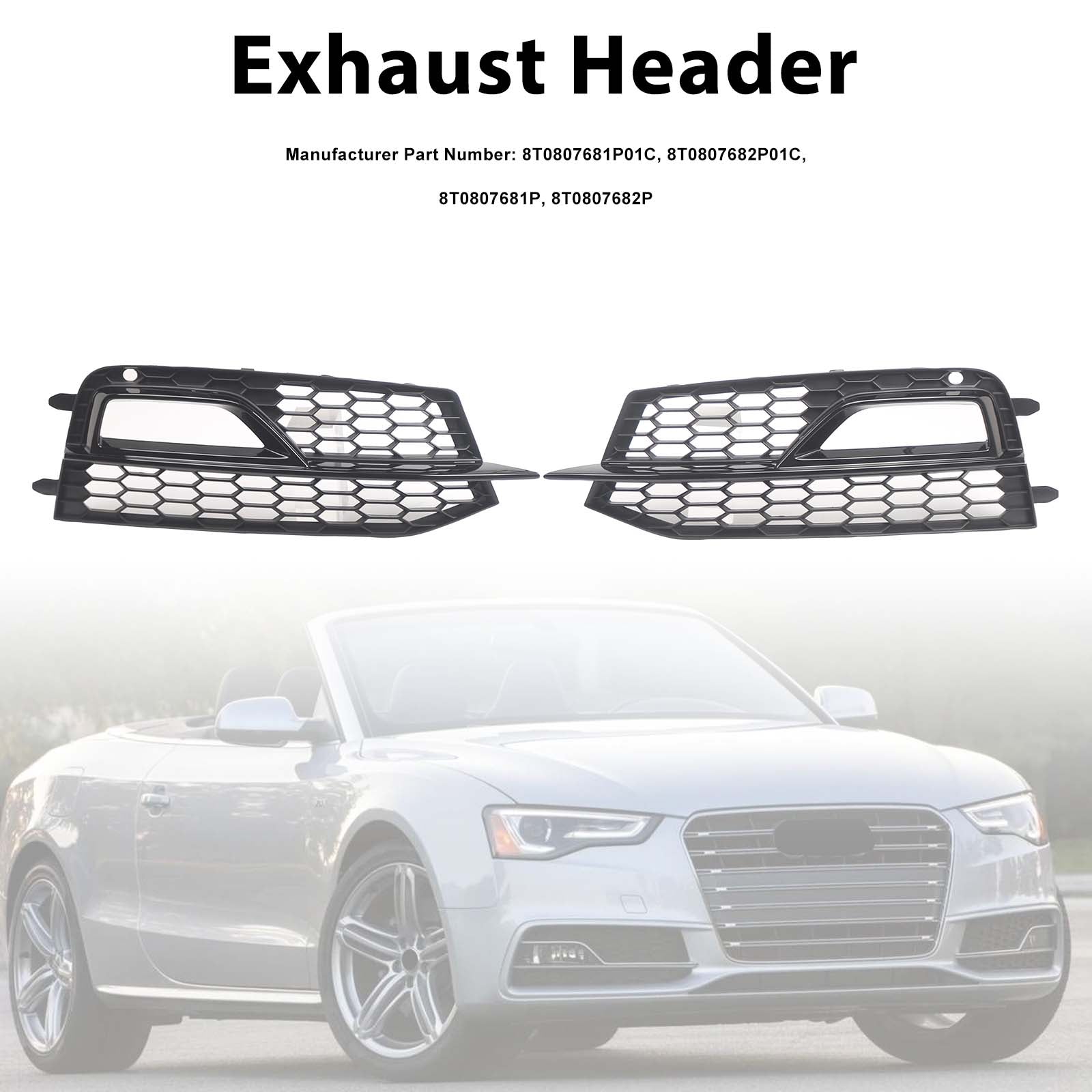 Black Front Fog Lamp Grill Pour Audi A5 S-Line Sport Edition Bumper 2013-2016