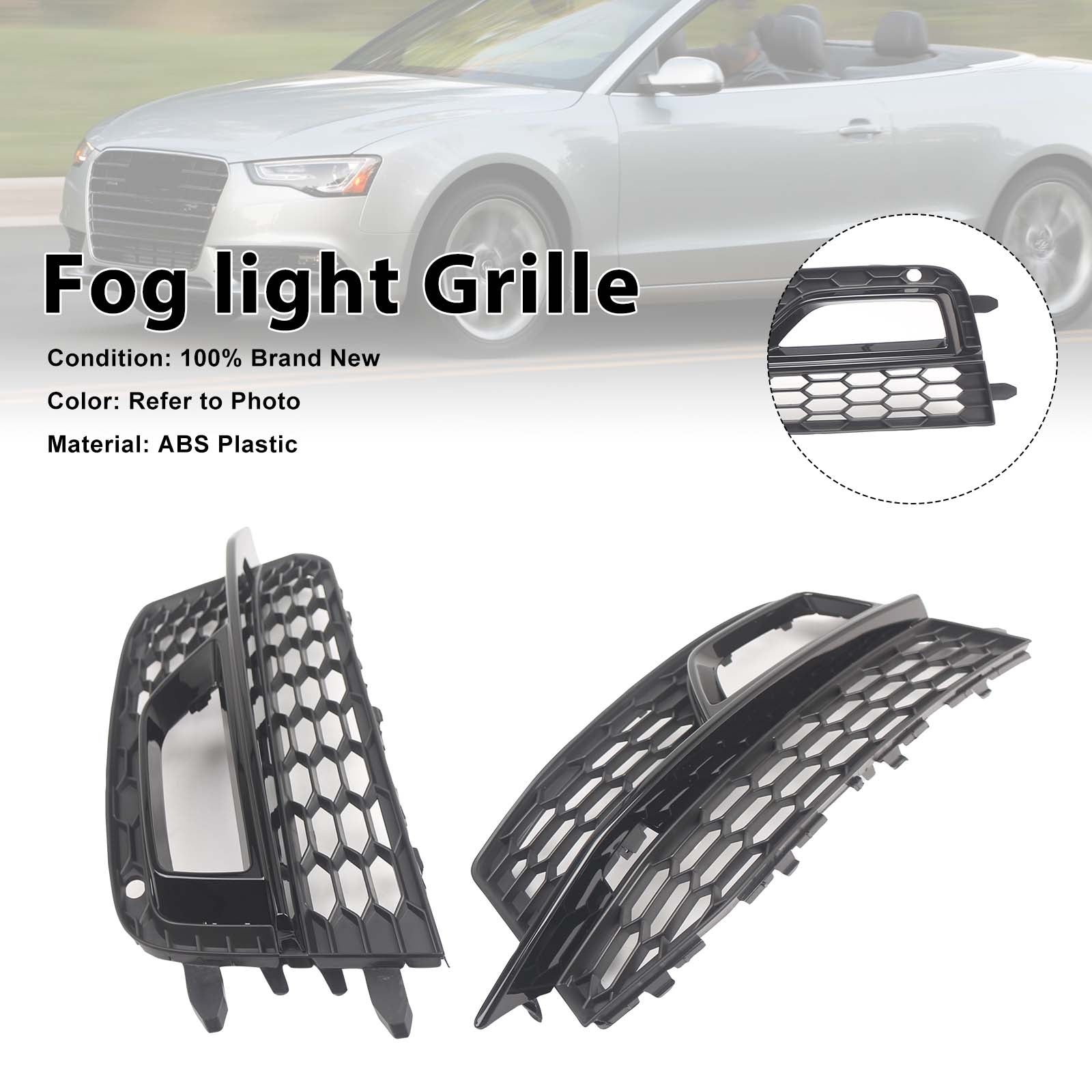 Black Front Fog Lamp Grill Pour Audi A5 S-Line Sport Edition Bumper 2013-2016