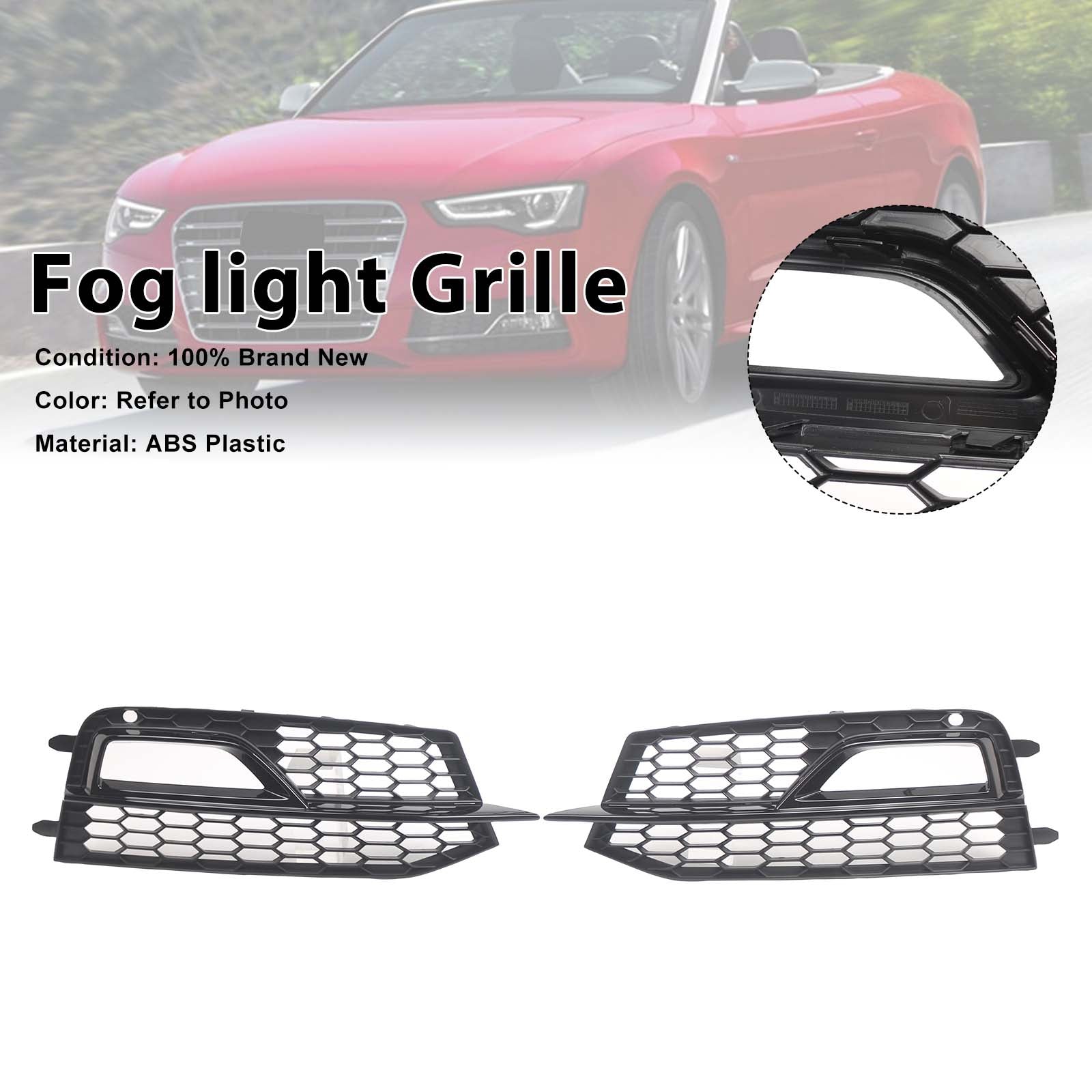 Black Front Fog Lamp Grill Pour Audi A5 S-Line Sport Edition Bumper 2013-2016