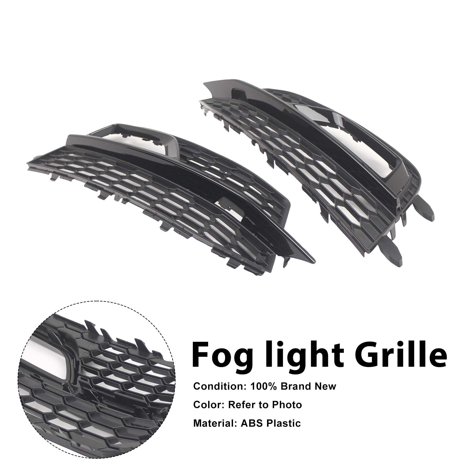 Black Front Fog Lamp Grill Pour Audi A5 S-Line Sport Edition Bumper 2013-2016