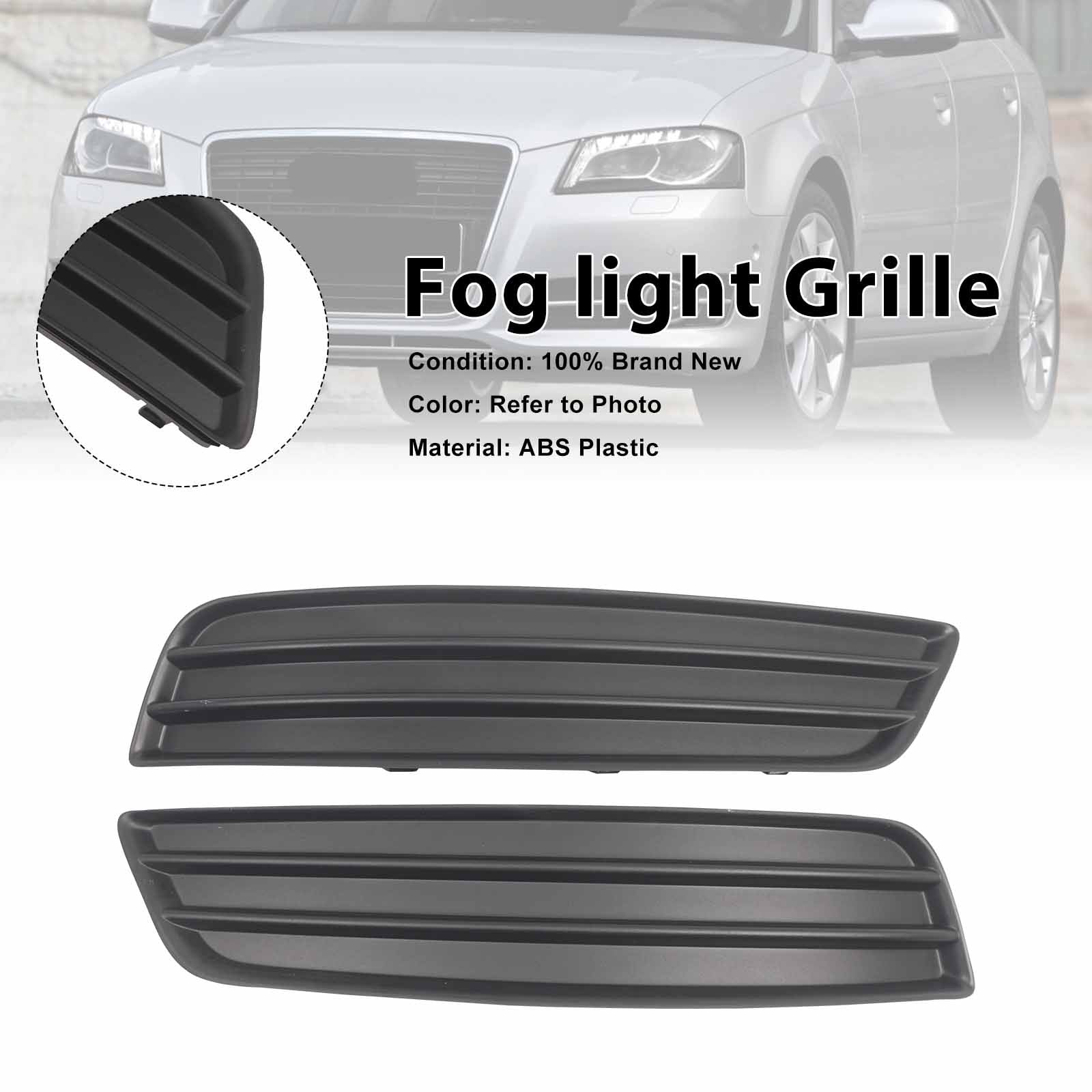 2PCS Front Bumper Fog Light Lamp Cover Grill Grille Pour Audi A3 8P 2008-2012