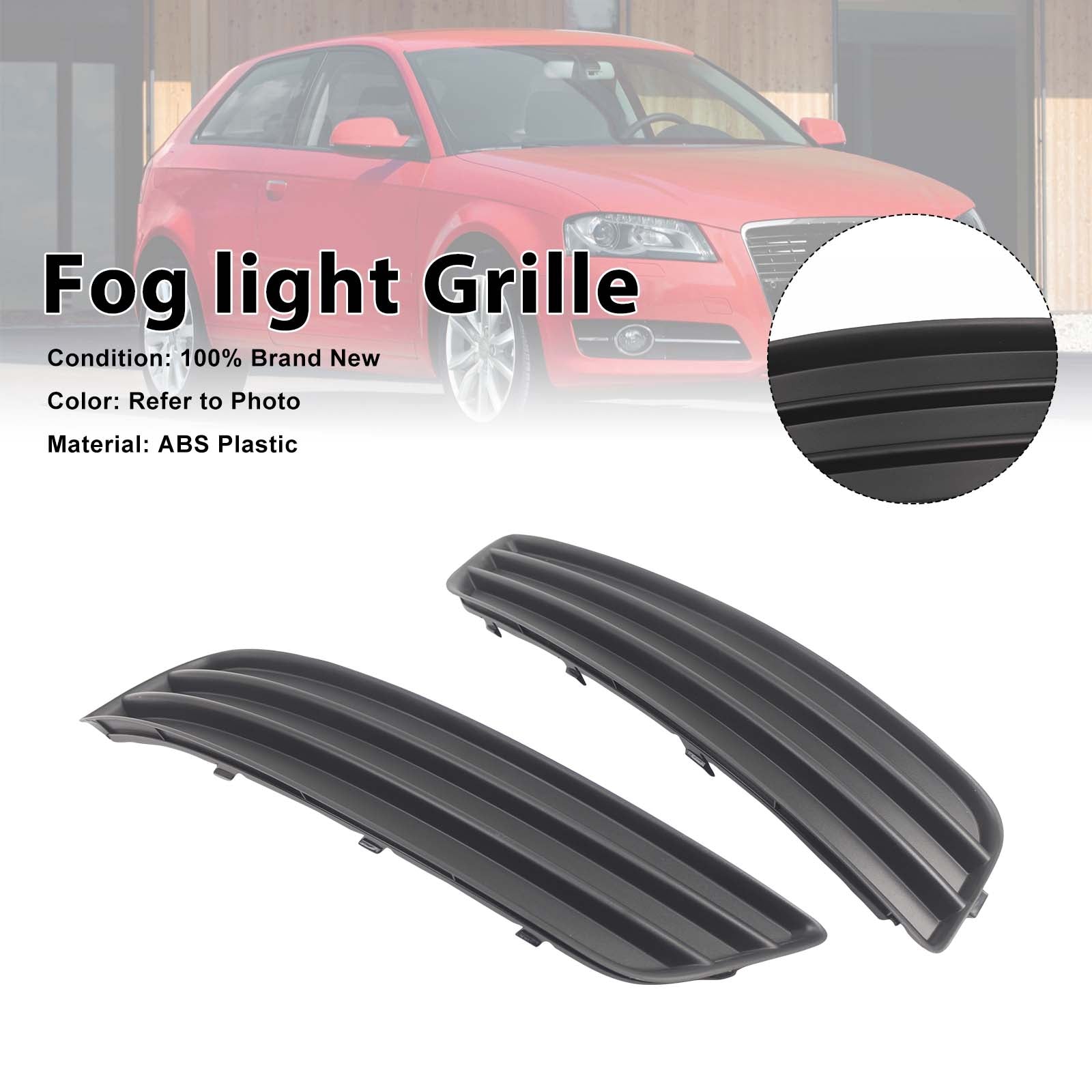 2PCS Front Bumper Fog Light Lamp Cover Grill Grille Pour Audi A3 8P 2008-2012
