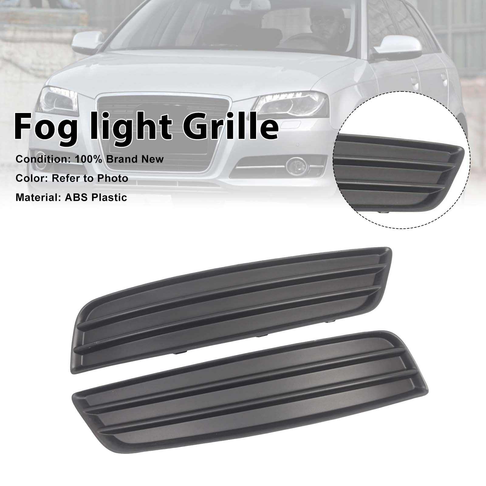 2PCS Front Bumper Fog Light Lamp Cover Grill Grille Pour Audi A3 8P 2008-2012