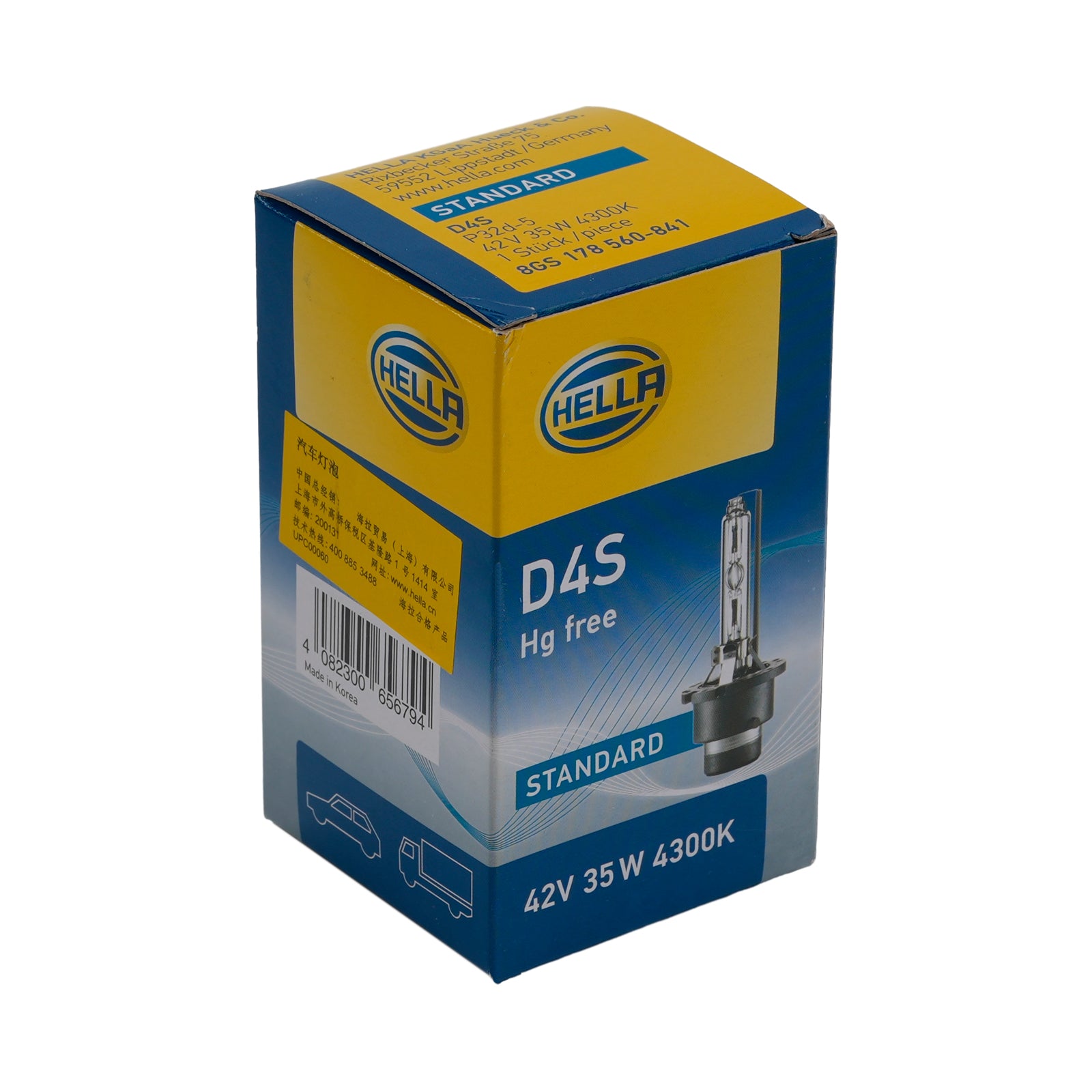Ampoule Phare Xénon HID Voiture D4S 42V 35W 4300K Pour HELLA 8GS 178 560-841
