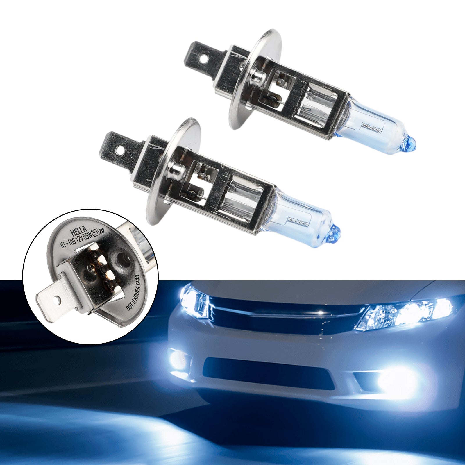 Ampoule Phare Halogène Améliorée Voiture H1 12V 55W Pour HELLA 8GH 178 560-693
