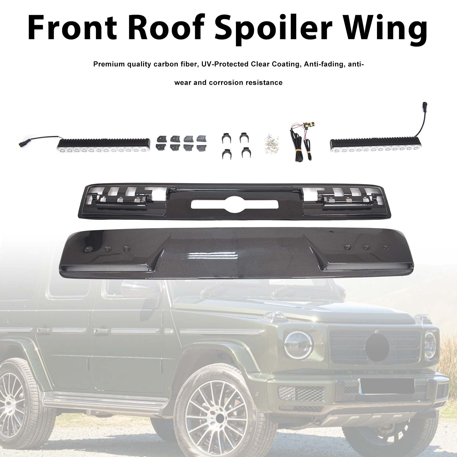 Brabus Style Front Roof Spoiler Wing Pour Benz G-Class W464 G550 2019-2023 W/Led