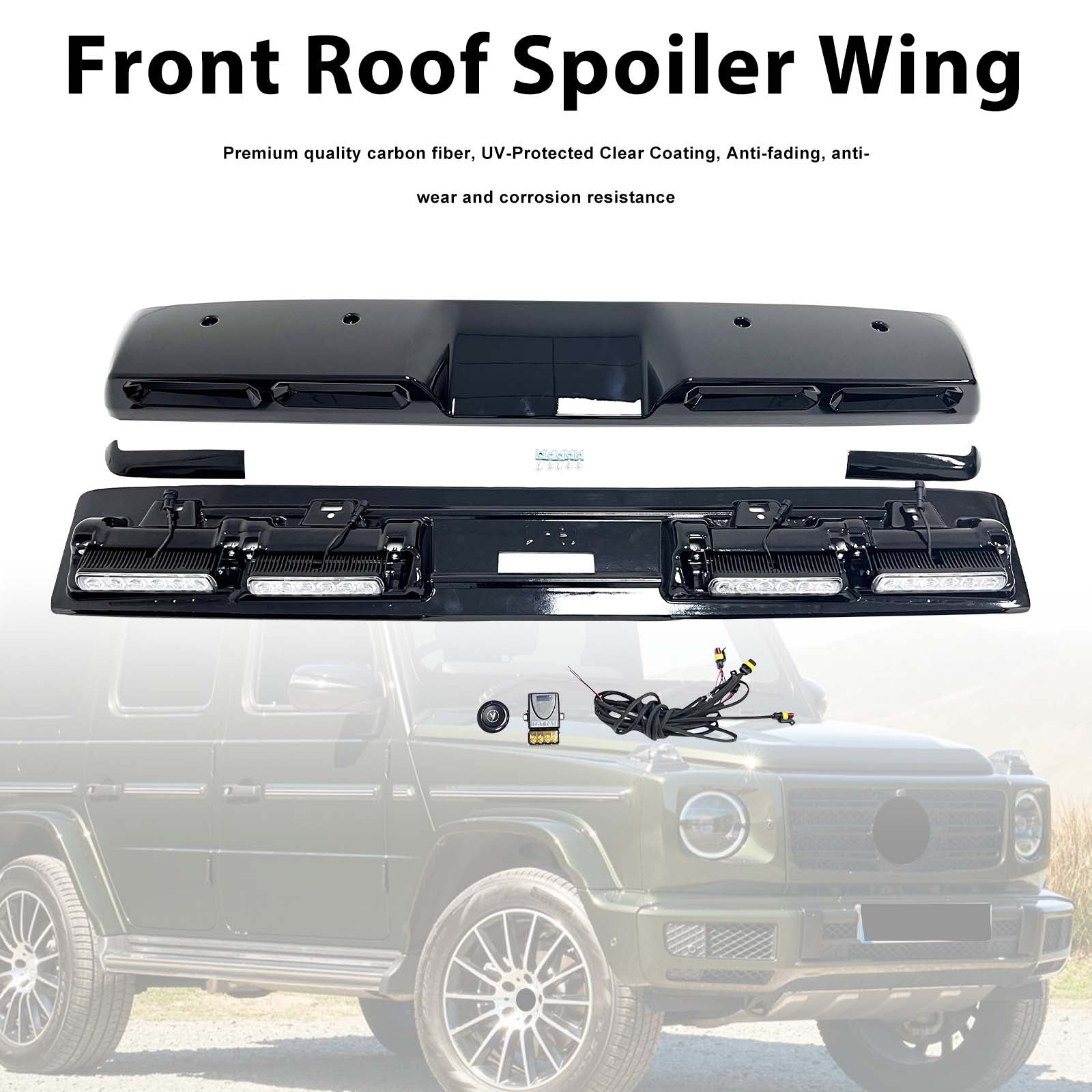 Brabus Style Front Roof Spoiler Wing Pour Benz G-Class W464 2019-2023 W/Led